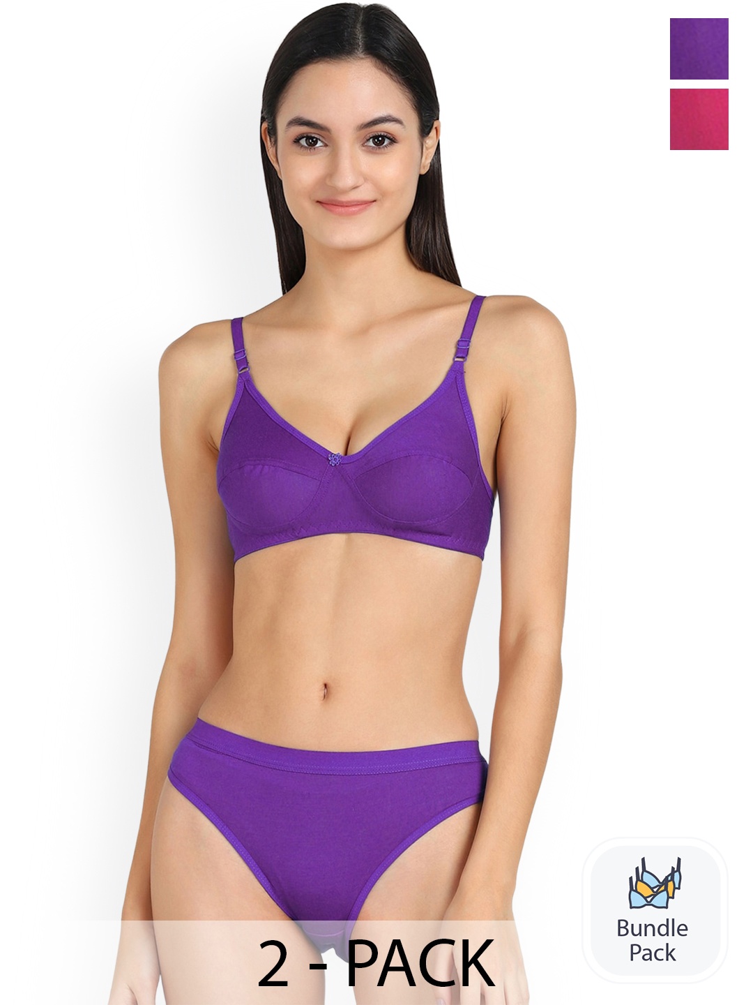

Aamarsh Pack Of 2 Cotton Lingerie Set, Purple