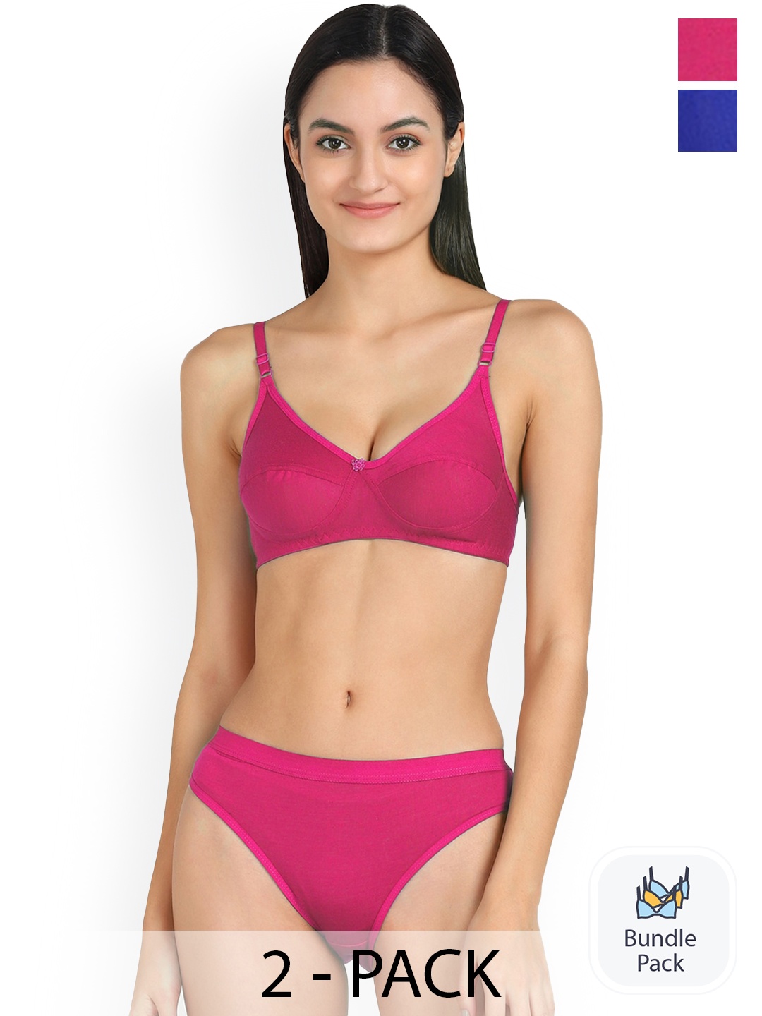 Aamarsh Pack Of 2 Cotton Lingerie Set, Blue