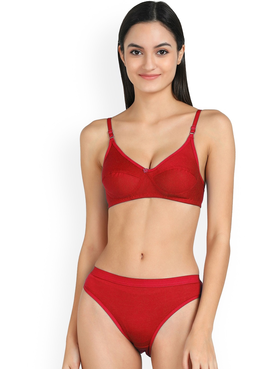 Aamarsh Non Padded Cotton Lingerie Set, Red