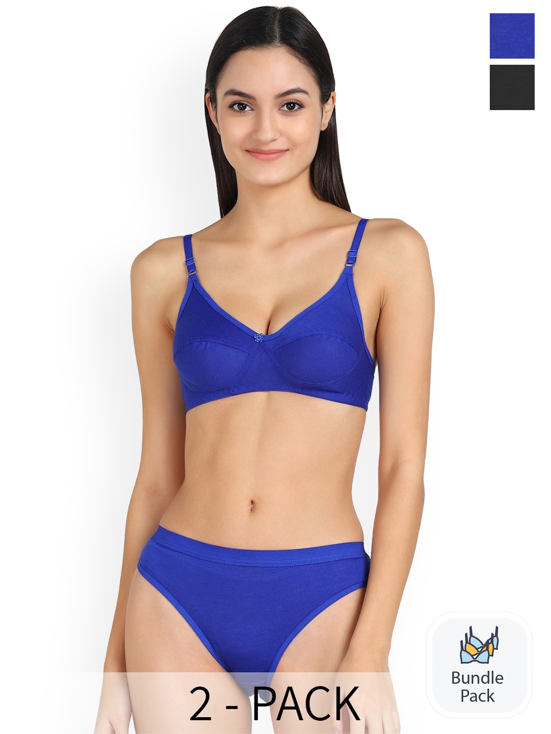 Aamarsh Pack Of 2 Cotton Lingerie Set, Blue