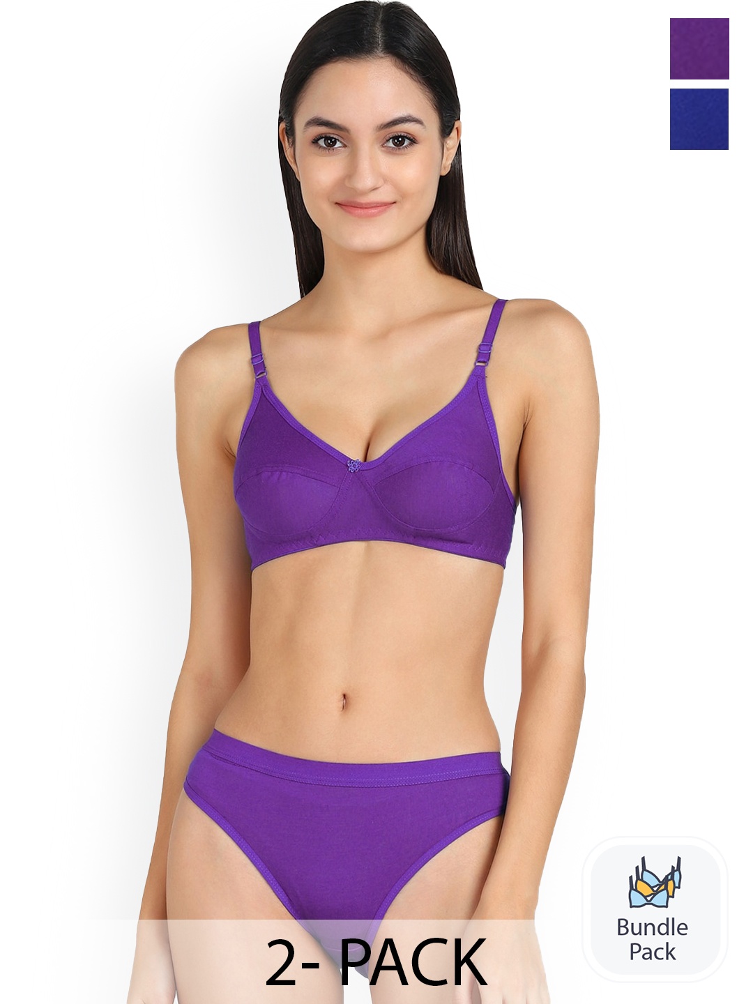 

Aamarsh Pack Of 2 Cotton Lingerie Set, Blue
