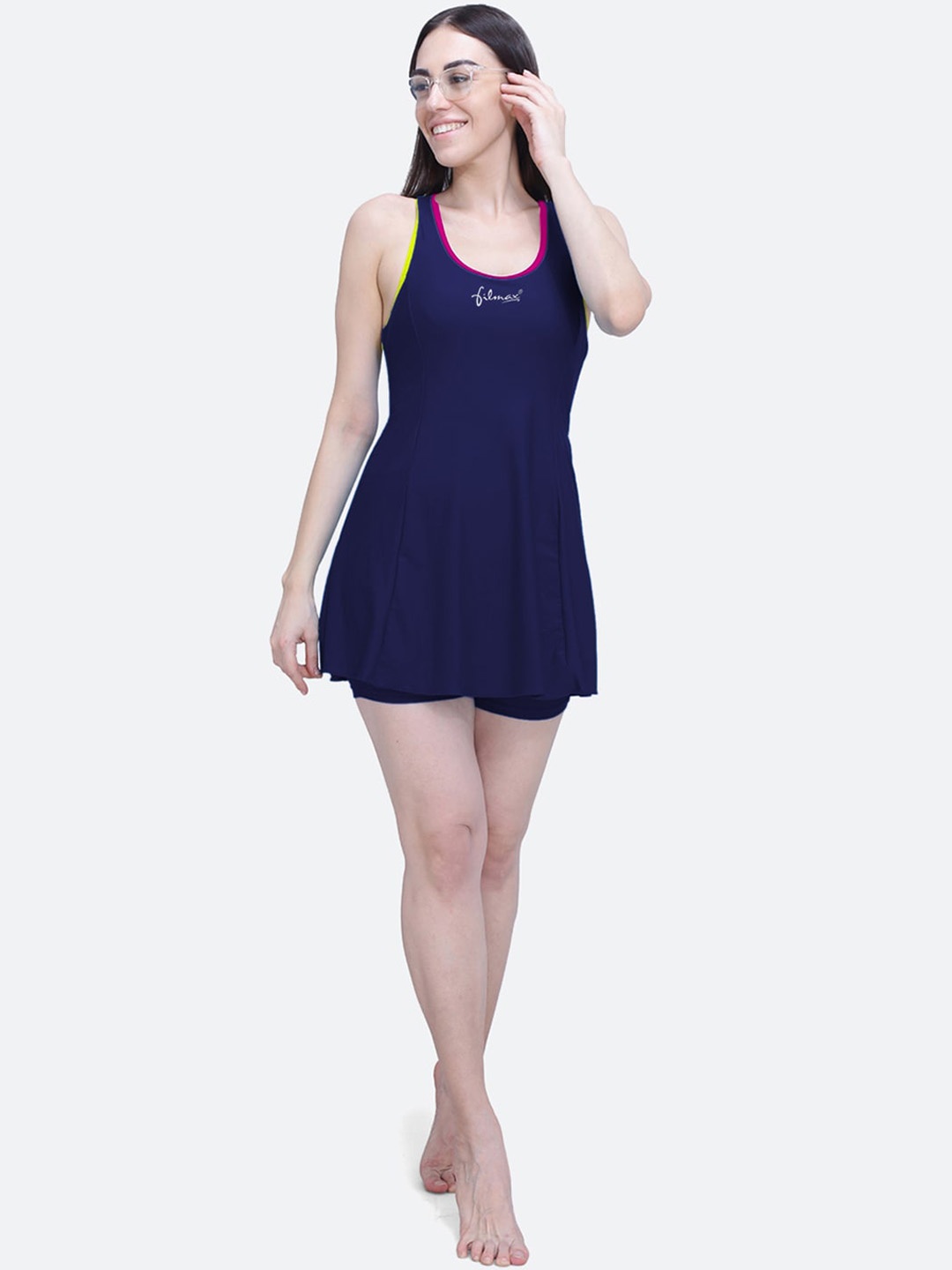 

FILMAX ORIGINALS Racerback Sleeveless Swimming Dress, Navy blue