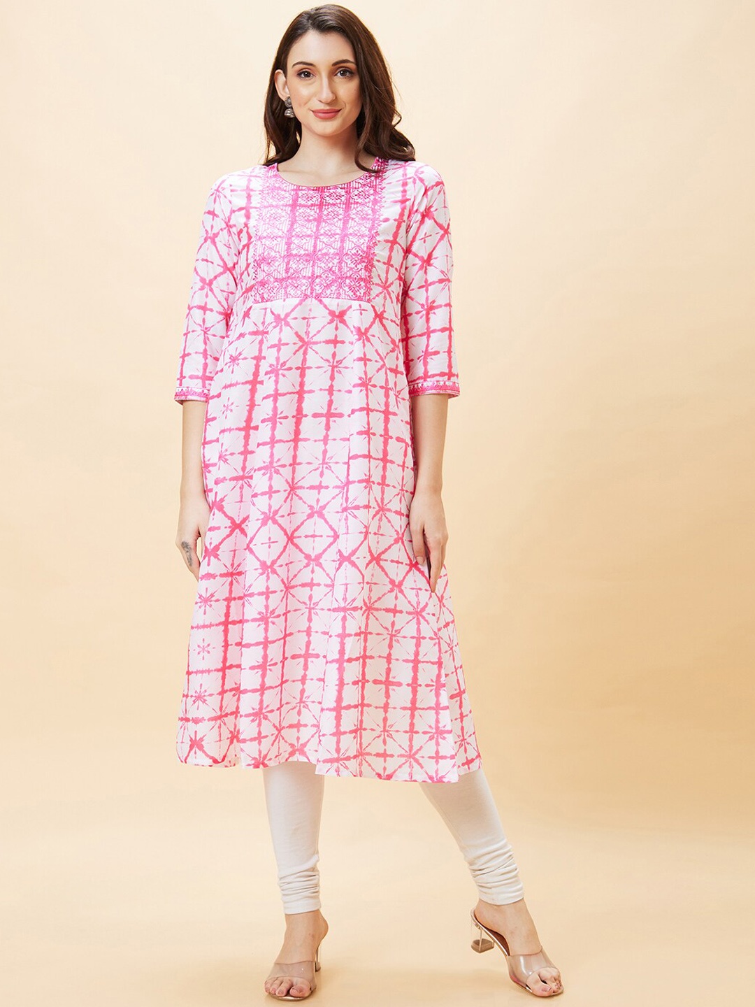 

Globus Ethnic Motifs Embroidered A-Line Kurta, Pink