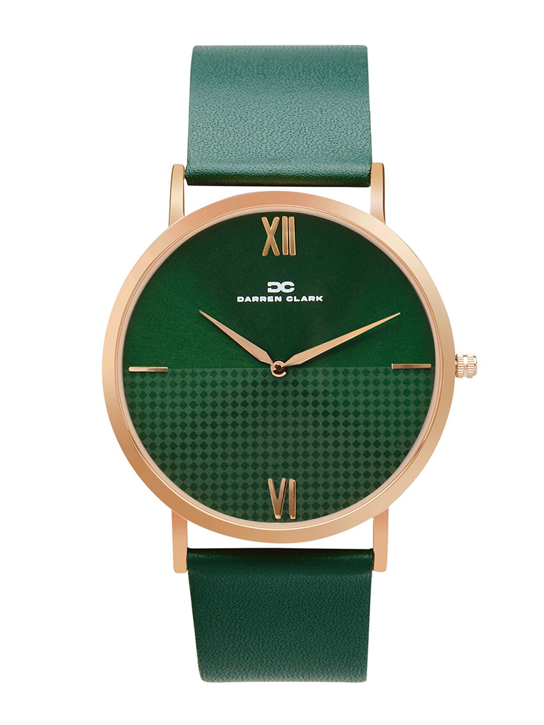

DARREN CLARK Men Leather Straps Analogue Watch 1005L-L0314, Green