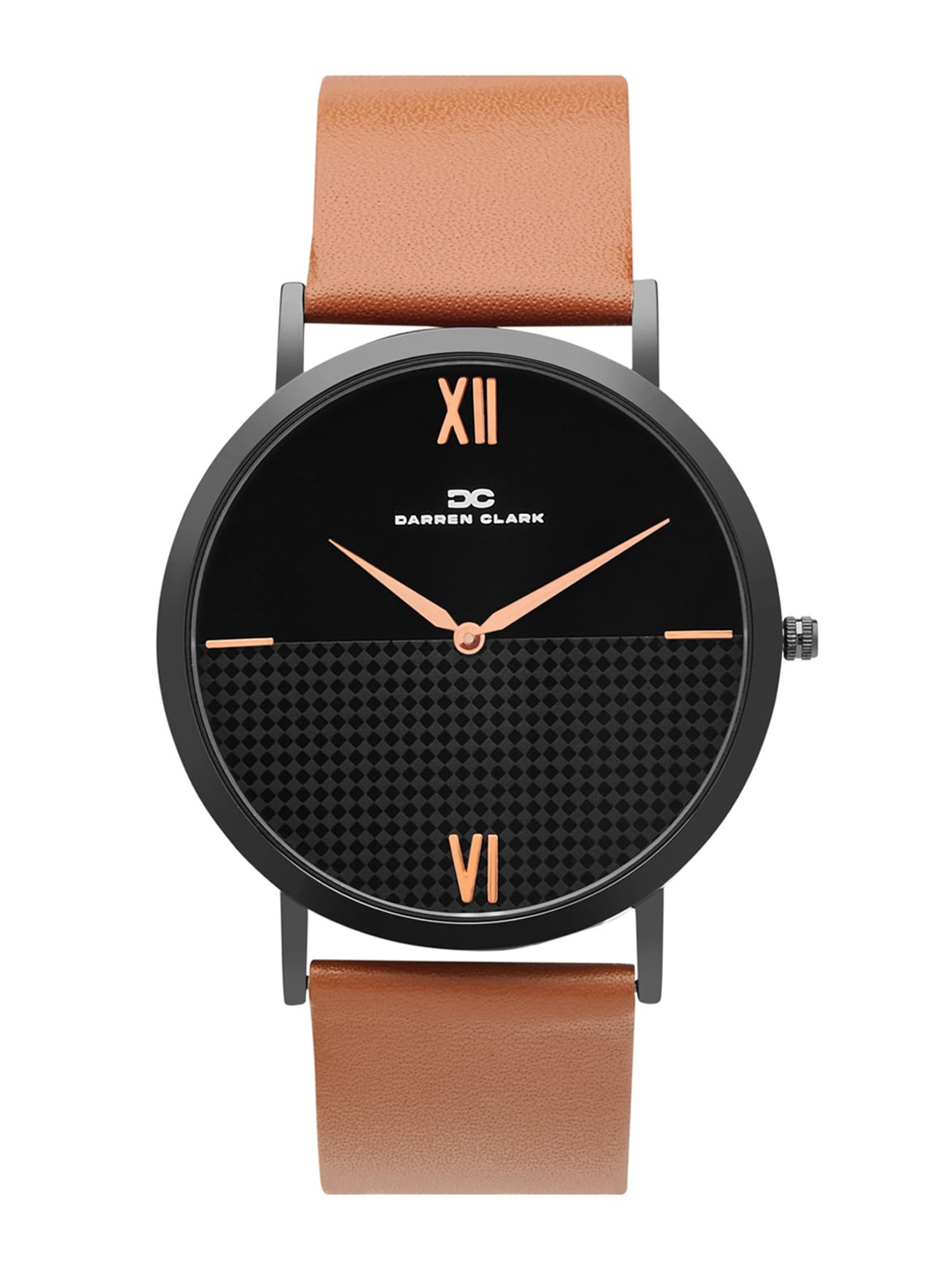 

DARREN CLARK Men Leather Straps Analogue 1005R-L0404, Black