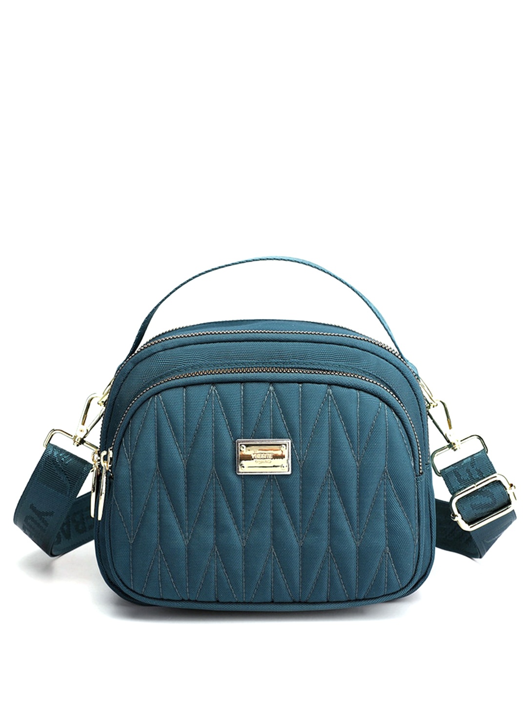 

Diva Dale Textured Structured Sling Bag With Quilted, Green