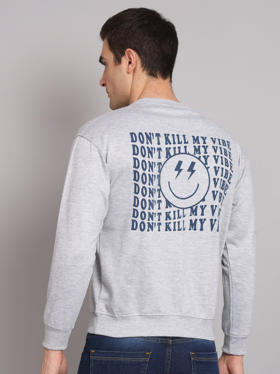 

Obaan Typography Printed Pullover Cotton Sweatshirt, Grey