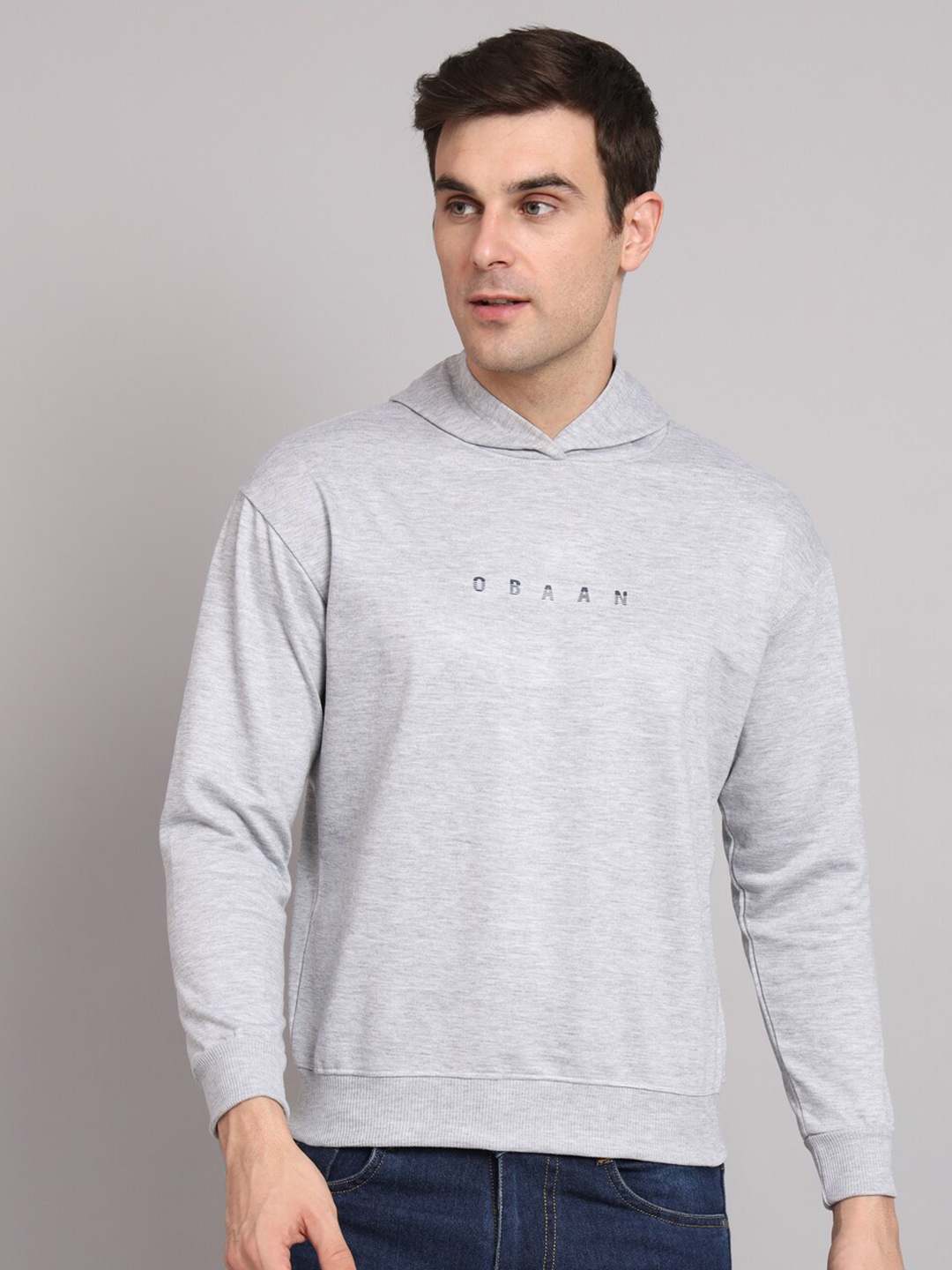 

Obaan Hooded Cotton Pullover Sweatshirt, Grey