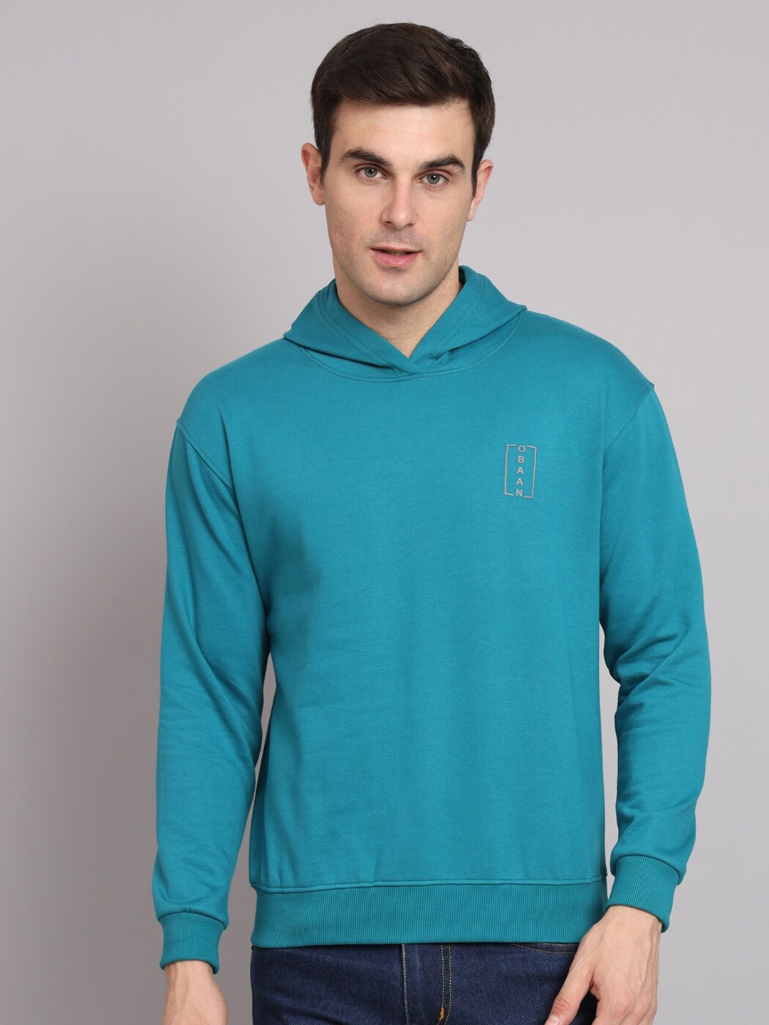 

Obaan Hooded Pullover Cotton Sweatshirt, Blue
