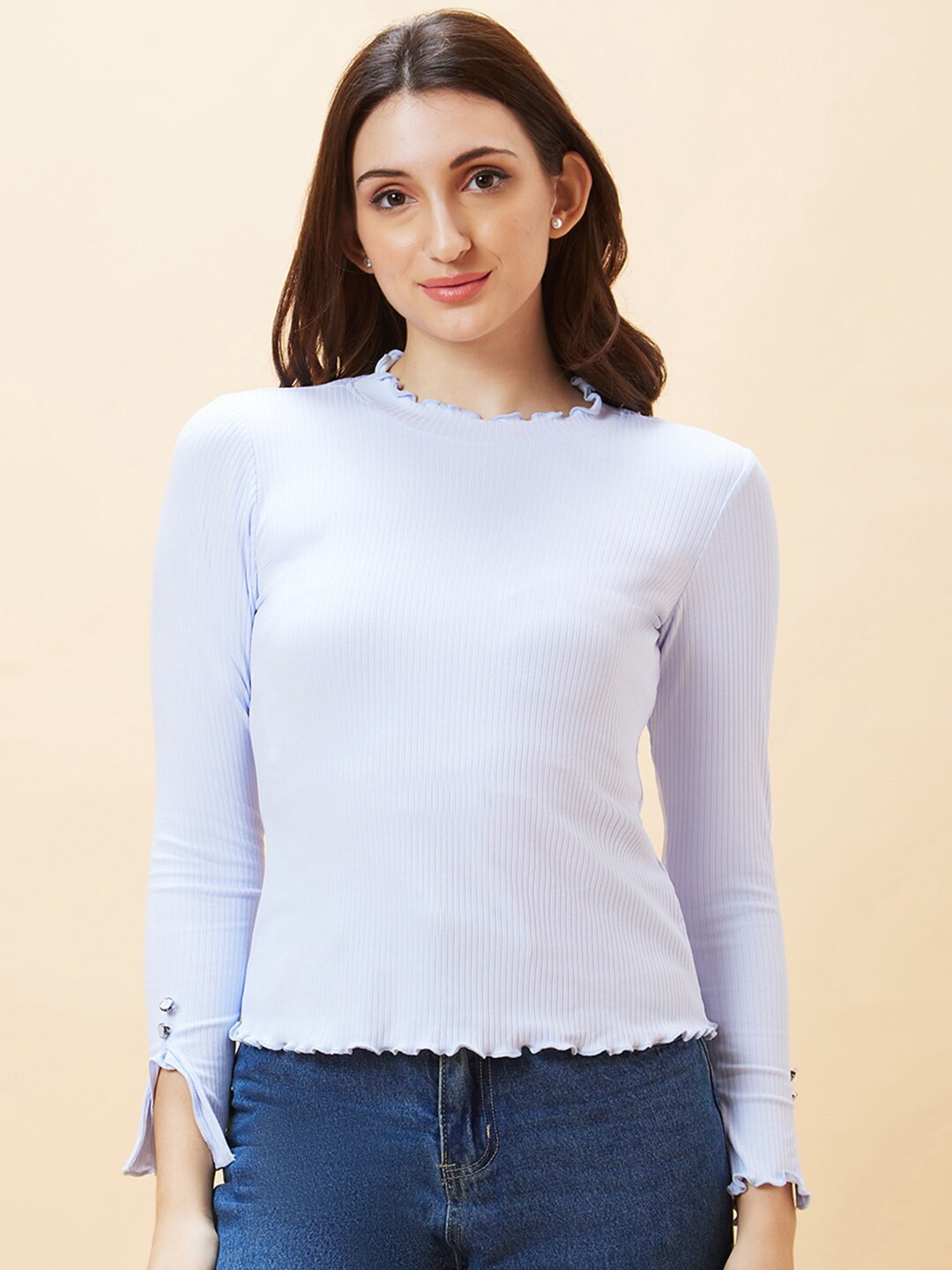 

Globus High Neck Cotton Top, Blue