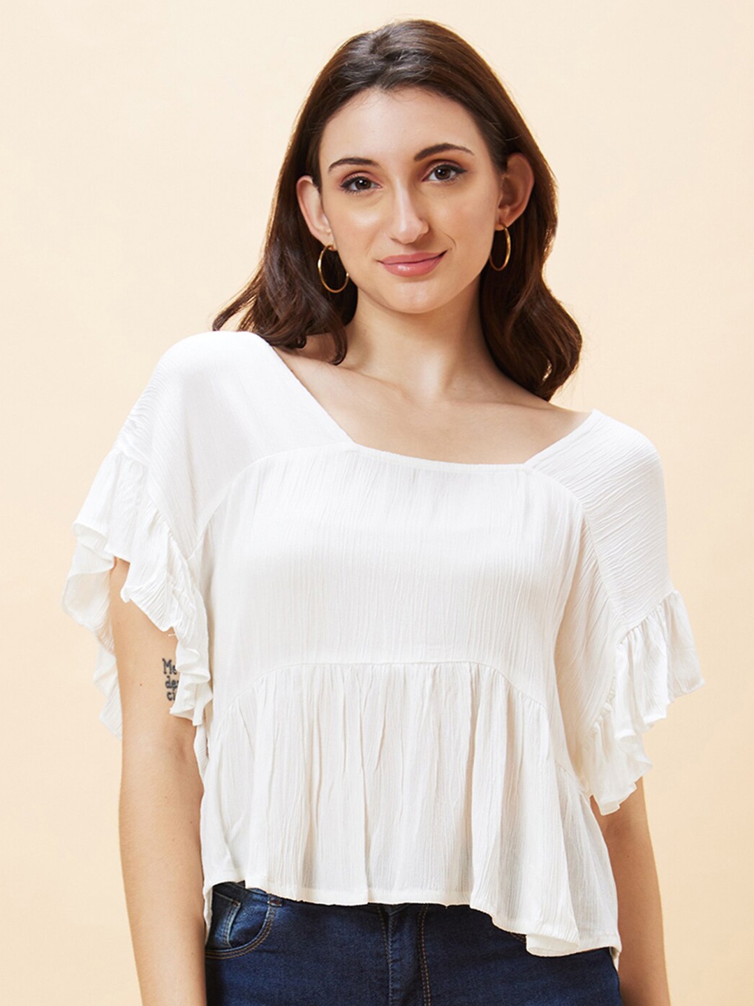 

Globus Flutter Sleeves Top, White