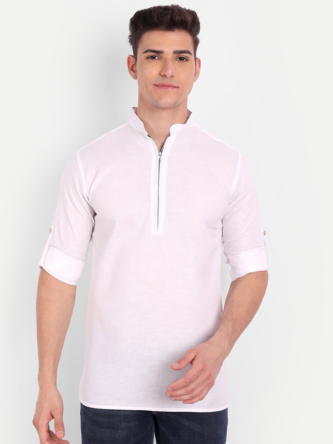 

Vida Loca Mandarin Collar Pure Cotton Kurta, White