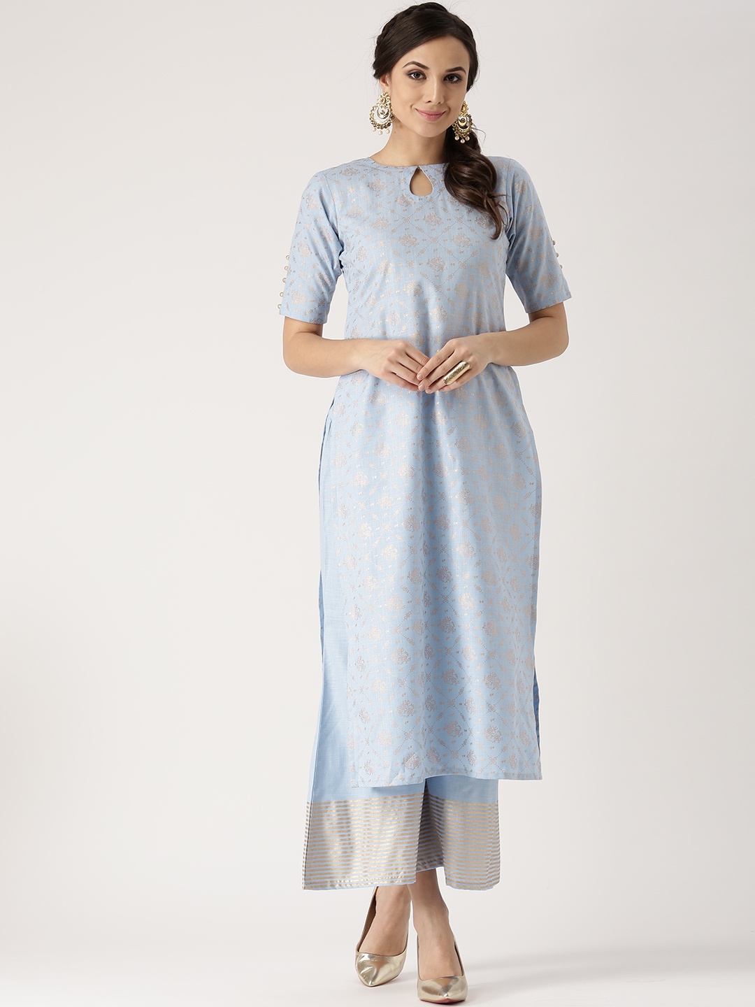 

Libas Women Blue Printed Kurta with Palazzos