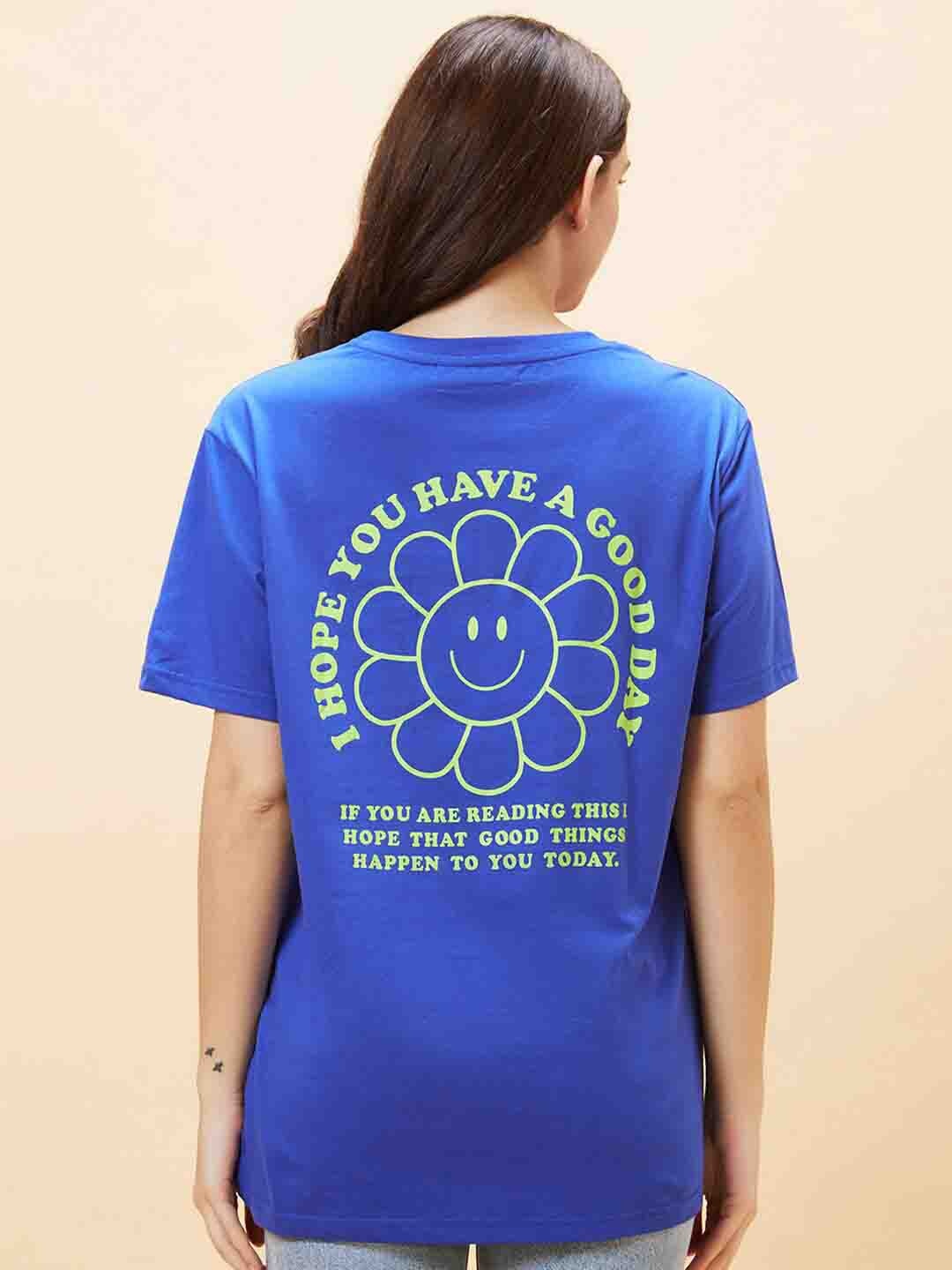 

Globus Typography Printed Pure Cotton T-shirt, Blue