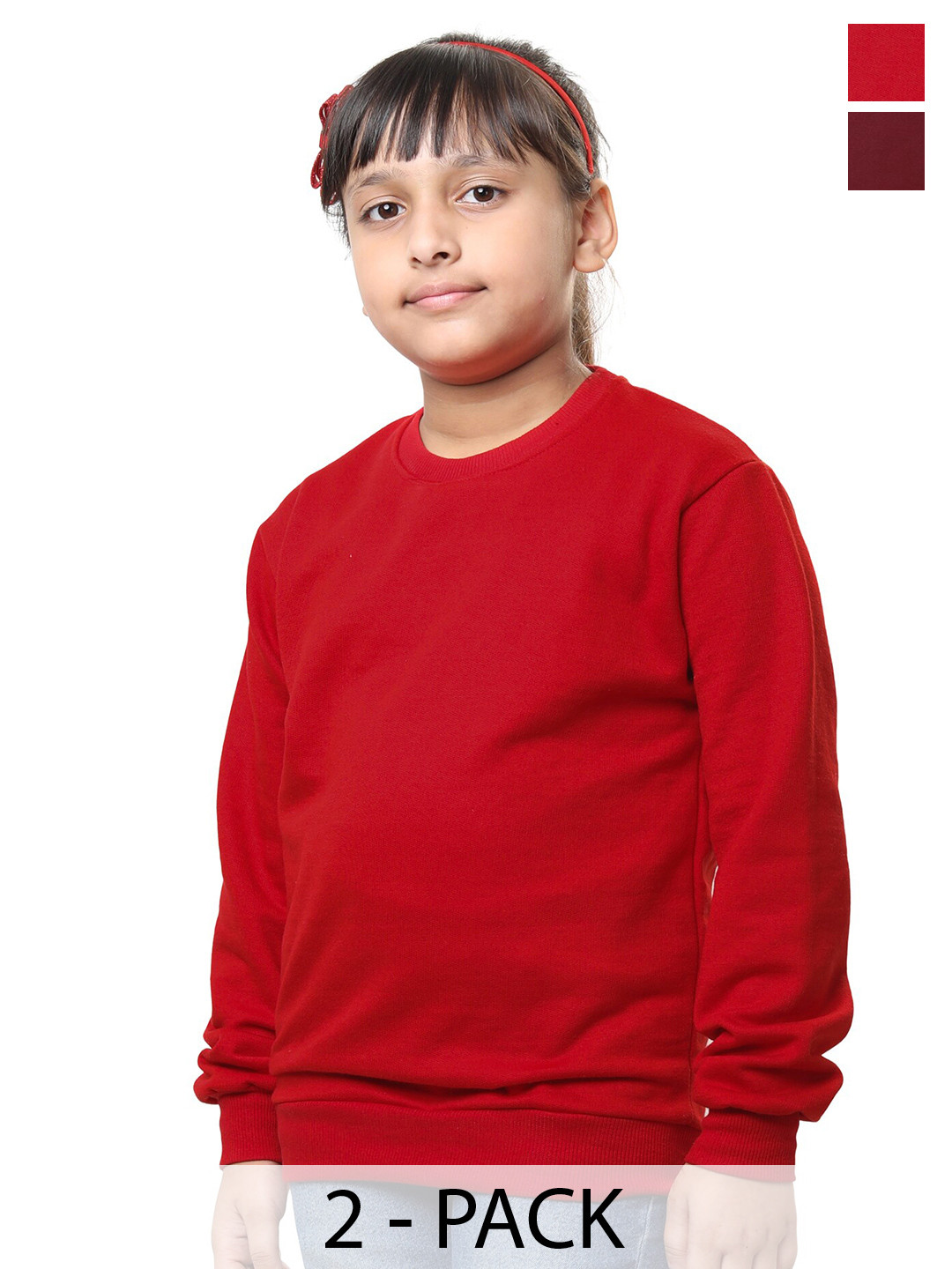 

BAESD Girls Pack Of 2 Round Neck Fleece Sweatshirt, Red