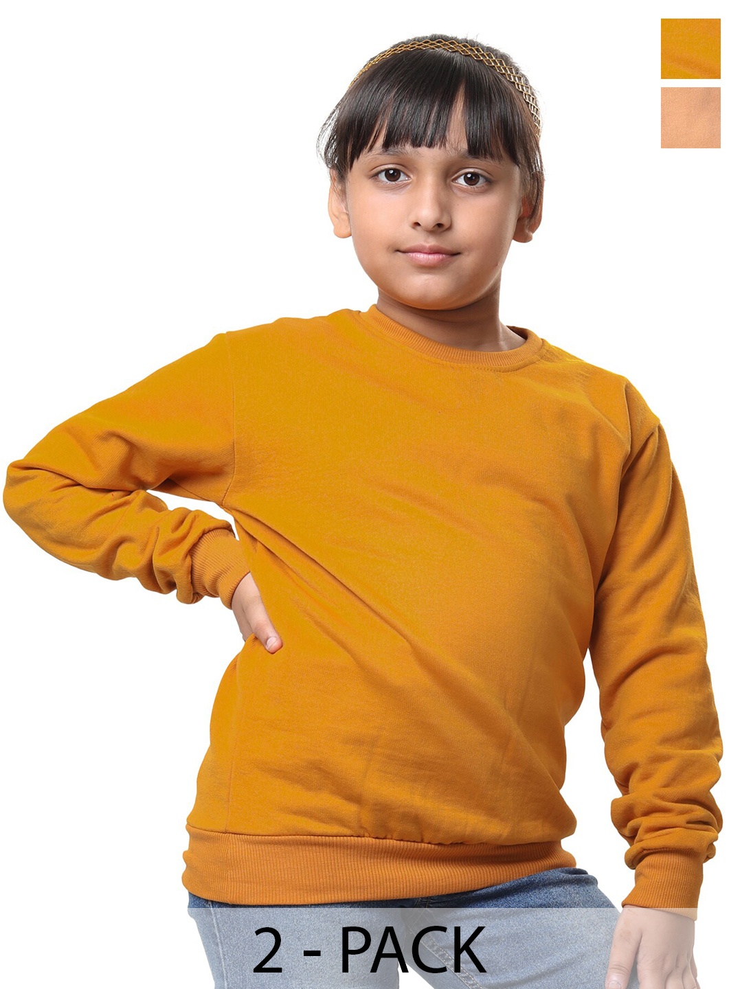 

BAESD Girls Pack Of 2 Fleece Pullover Sweatshirts, Mustard
