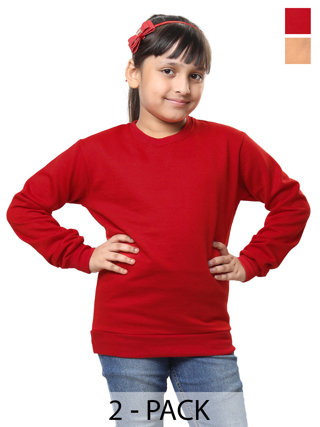 

BAESD Girls Pack Of 2 Fleece Pullover Sweatshirts, Red