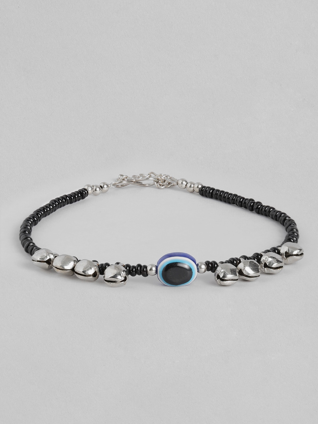 

Sangria Women Silver-Plated Beaded Evil-Eye Anklet