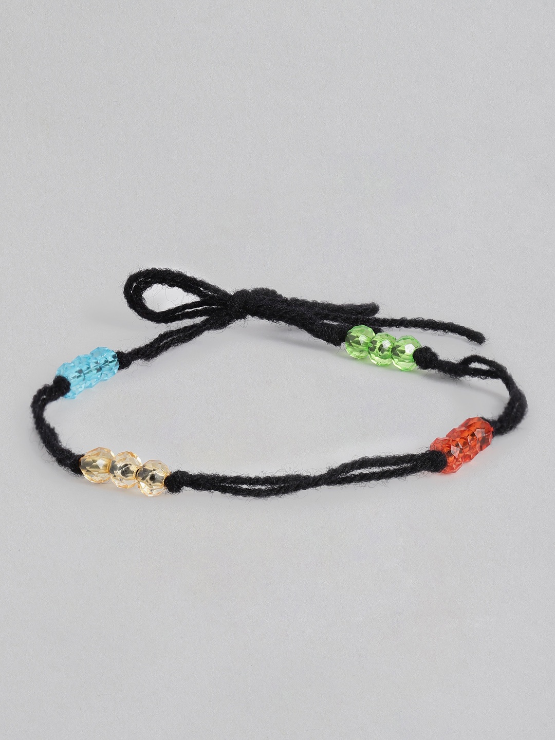 

Sangria Women Silver-Plated Beads Studded Anklet, Black