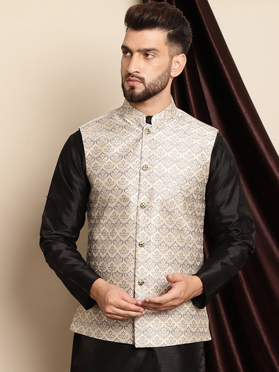 

Anouk Woven Design Nehru Jacket, Grey