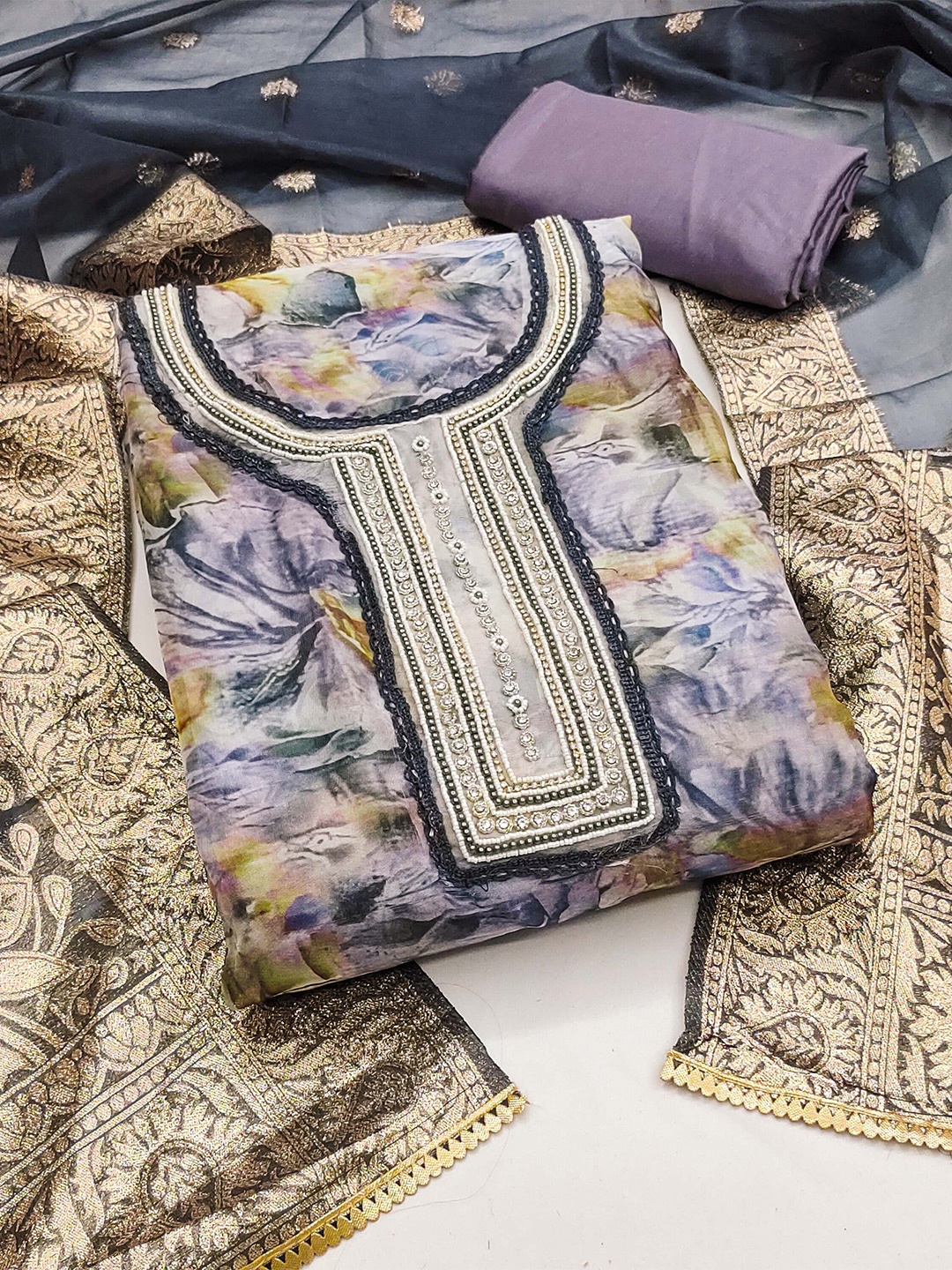 

KALINI Women Dress Material, Lavender