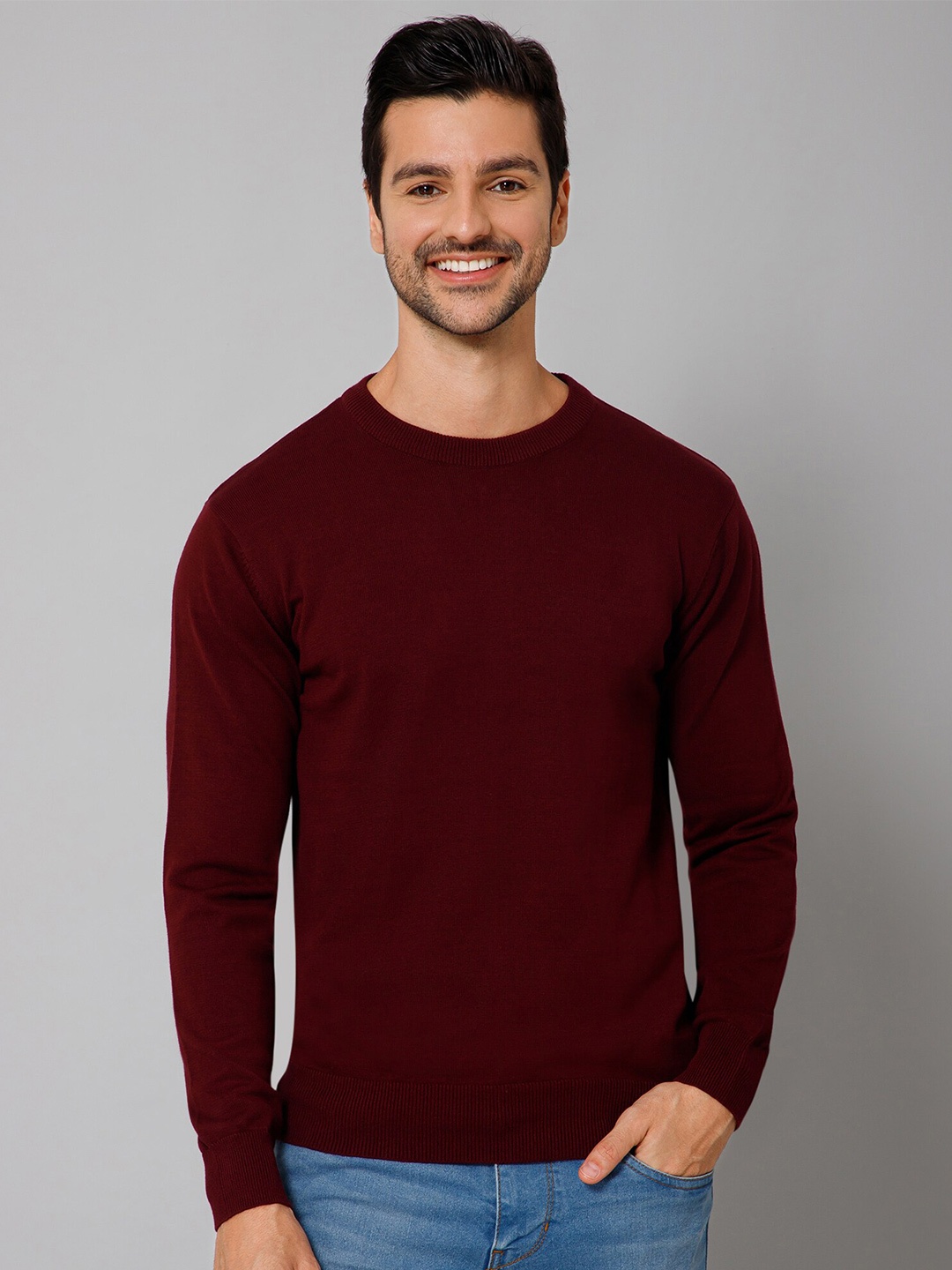 

Cantabil Cotton Knitted Pullover Sweaters, Maroon