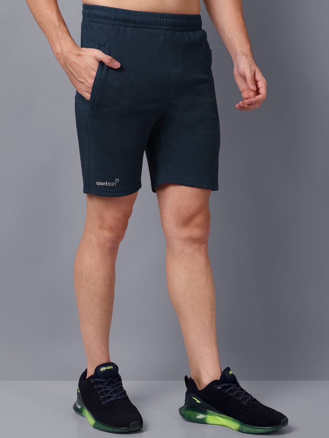 

SPORT SUN Men Mid Rise Moisture-Wicking Sports Shorts, Blue