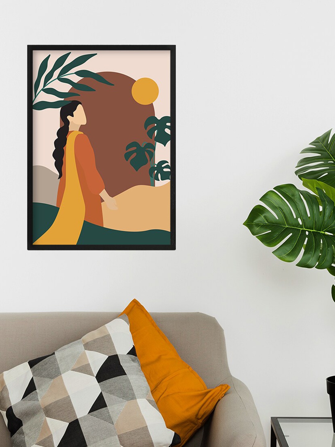 

Happening Hippo Beige & Brown Woman and ferns Wall Art