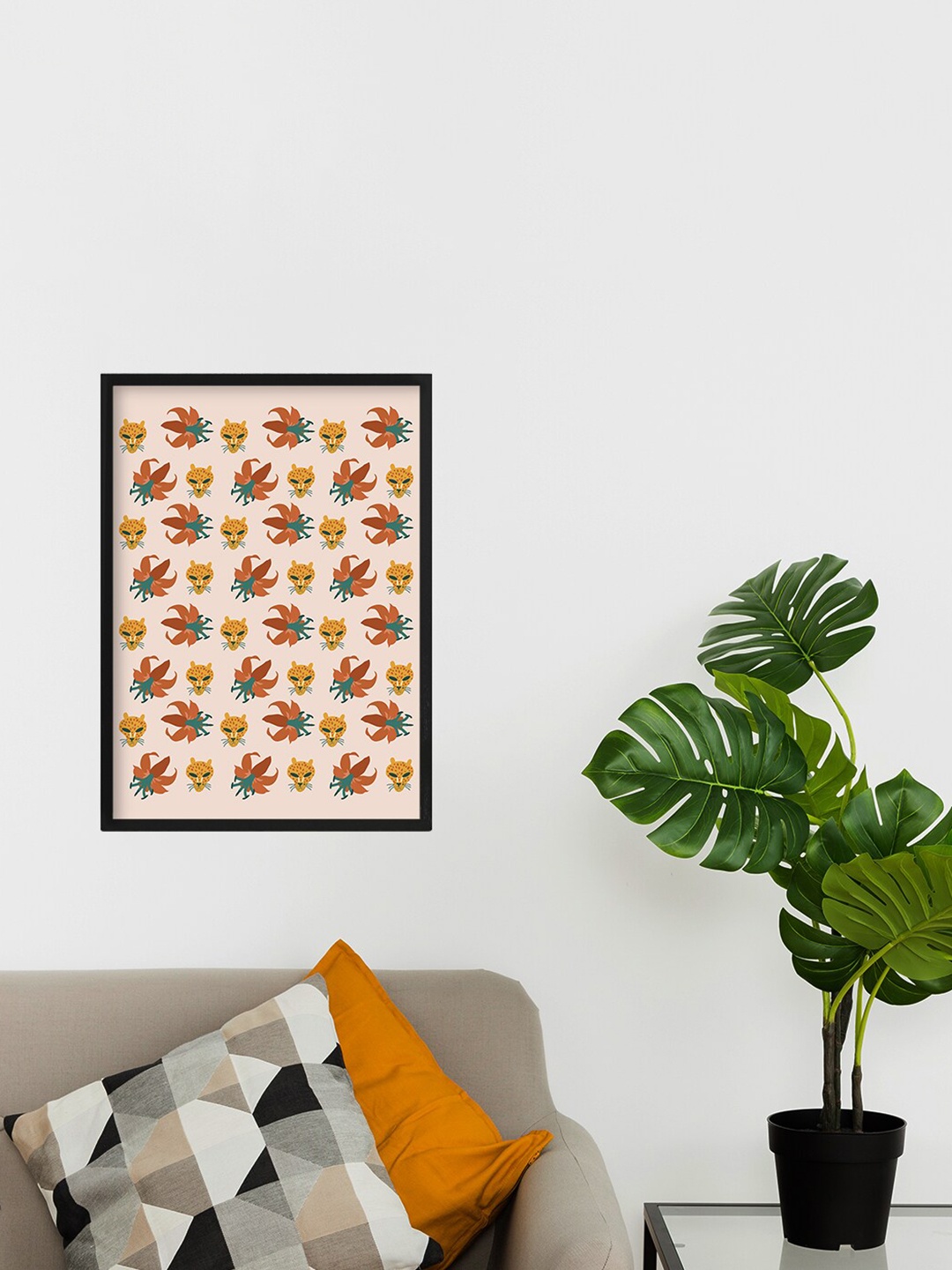 

Happening Hippo Beige & Brown Floral Painting Wall Art