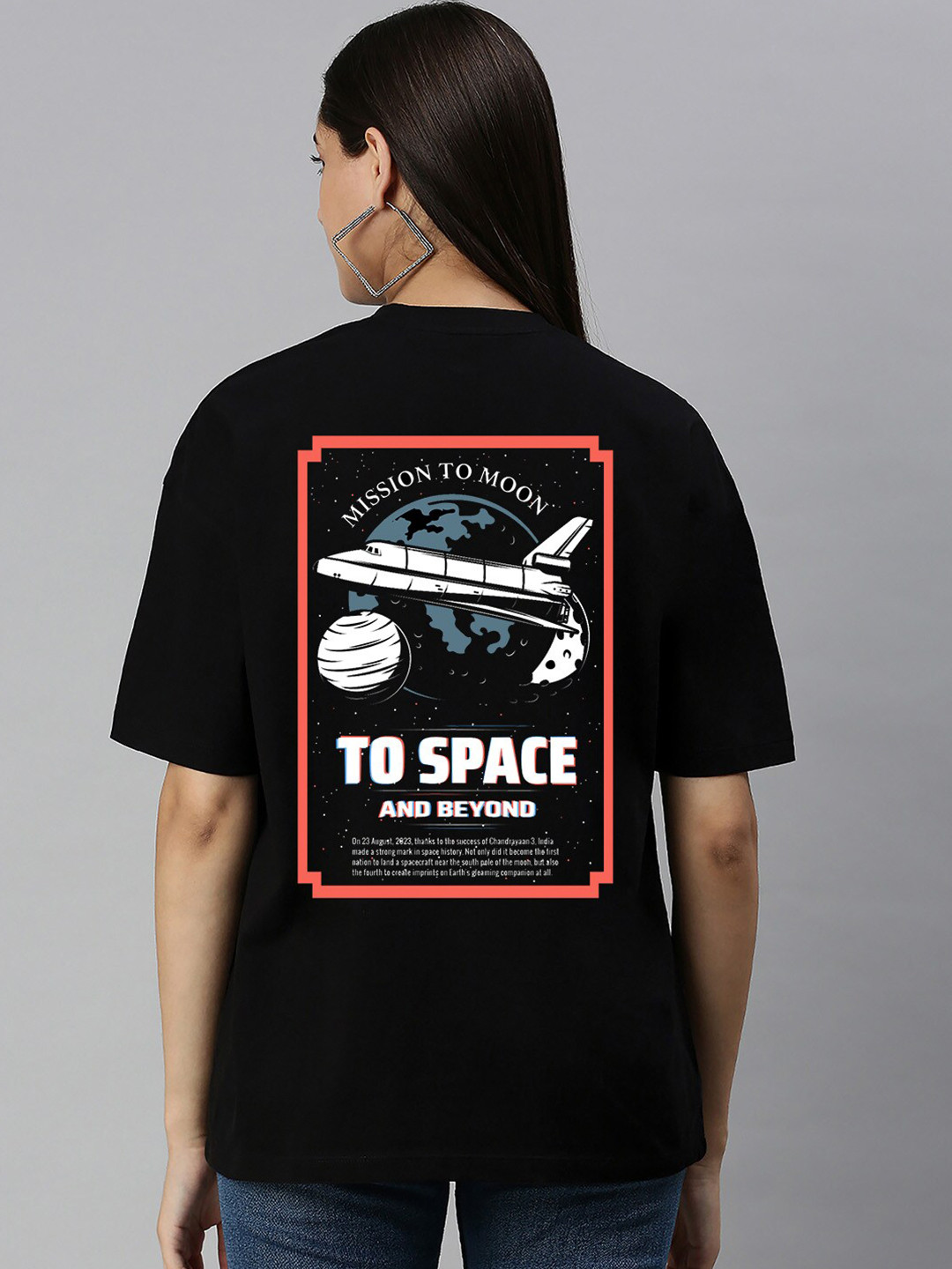 

Harvard Typography Printed Drop-Shoulder Sleeves Cotton T-Shirt, Black