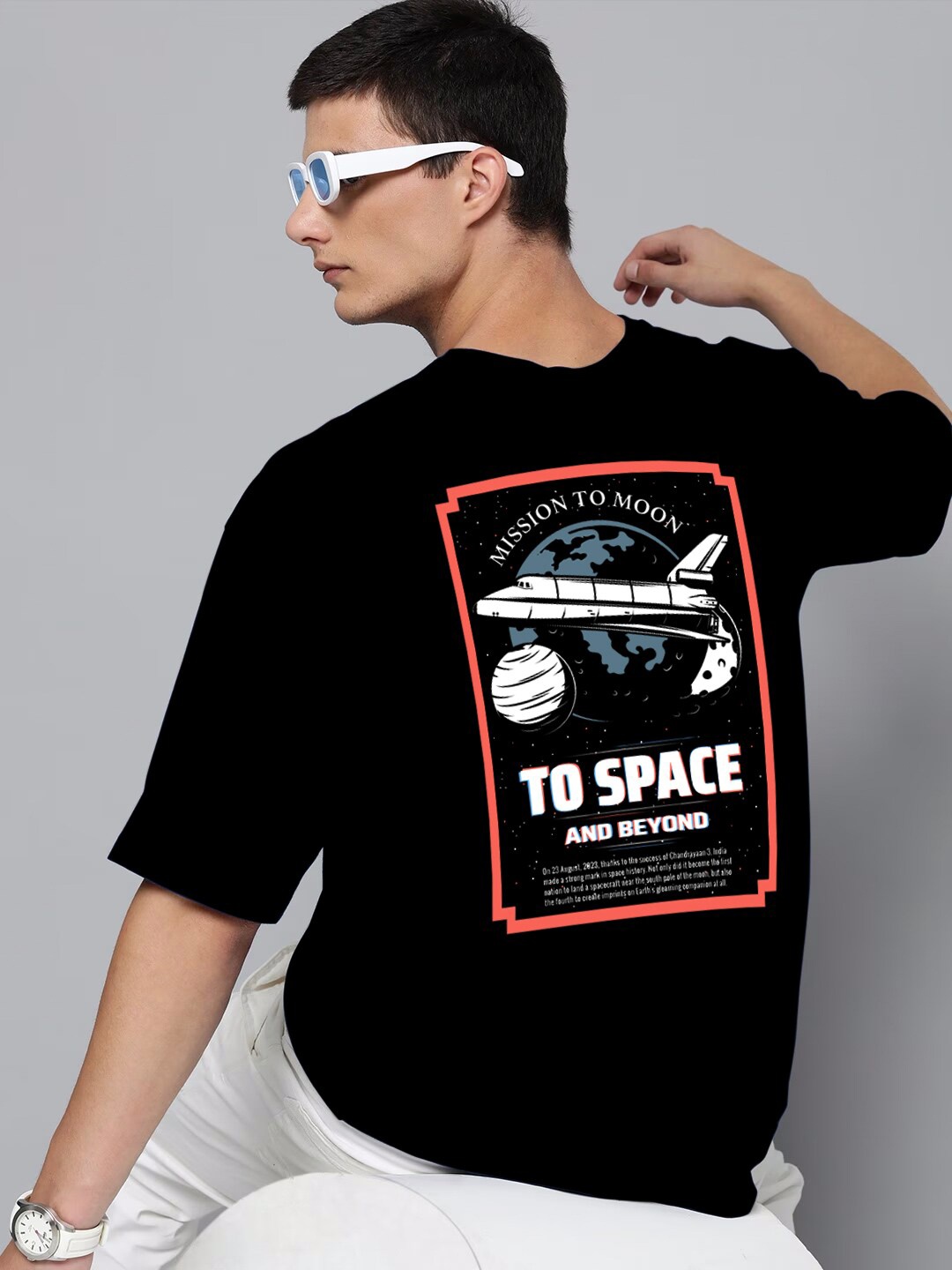 Harvard Typography Printed Oversize Cotton T-shirt, Black