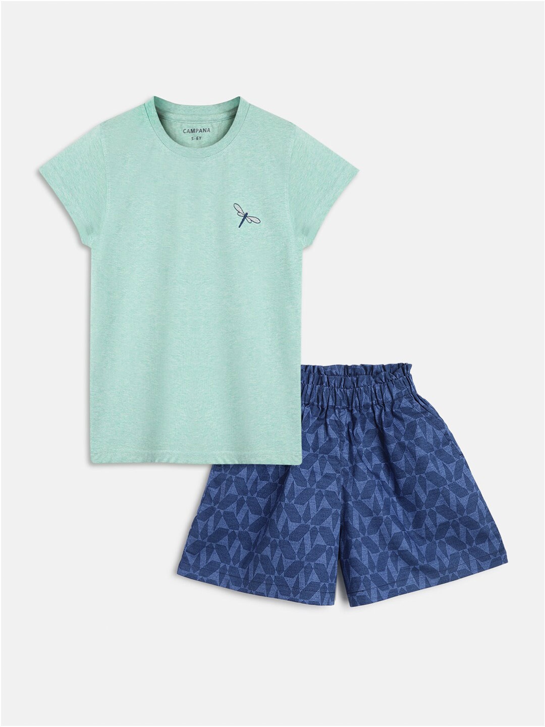 

Campana Girls Cotton T-shirt With Shorts, Green