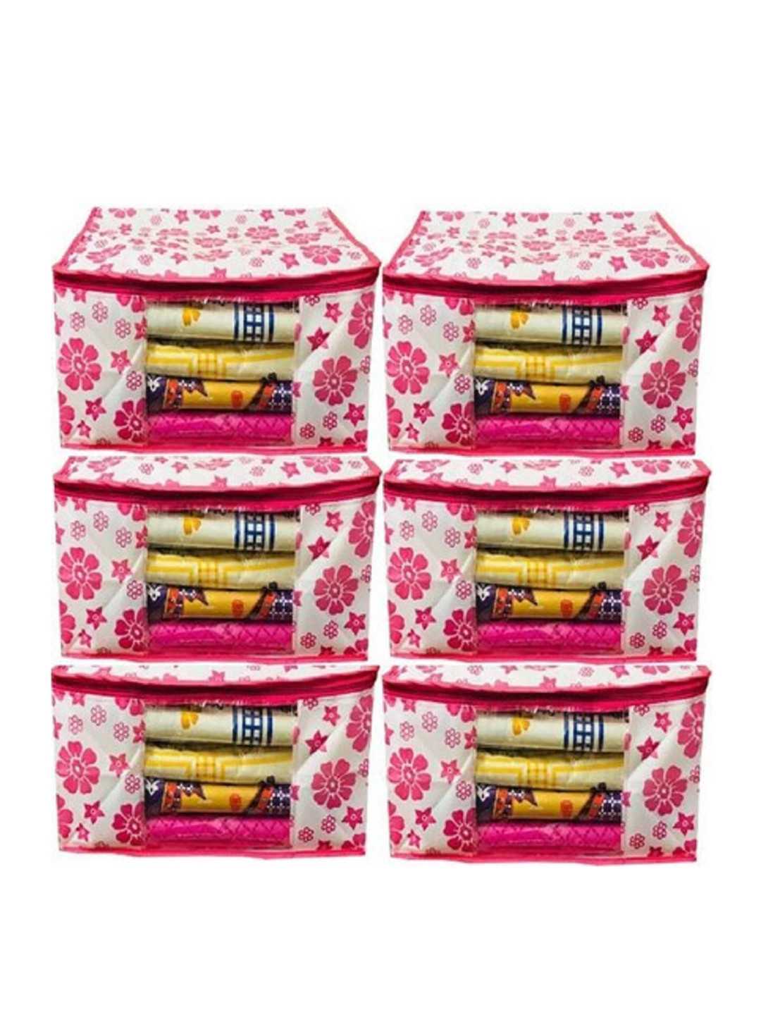 

Fashion Bizz White & Pink 6 Pieces Printed Multi-Utility Organisers