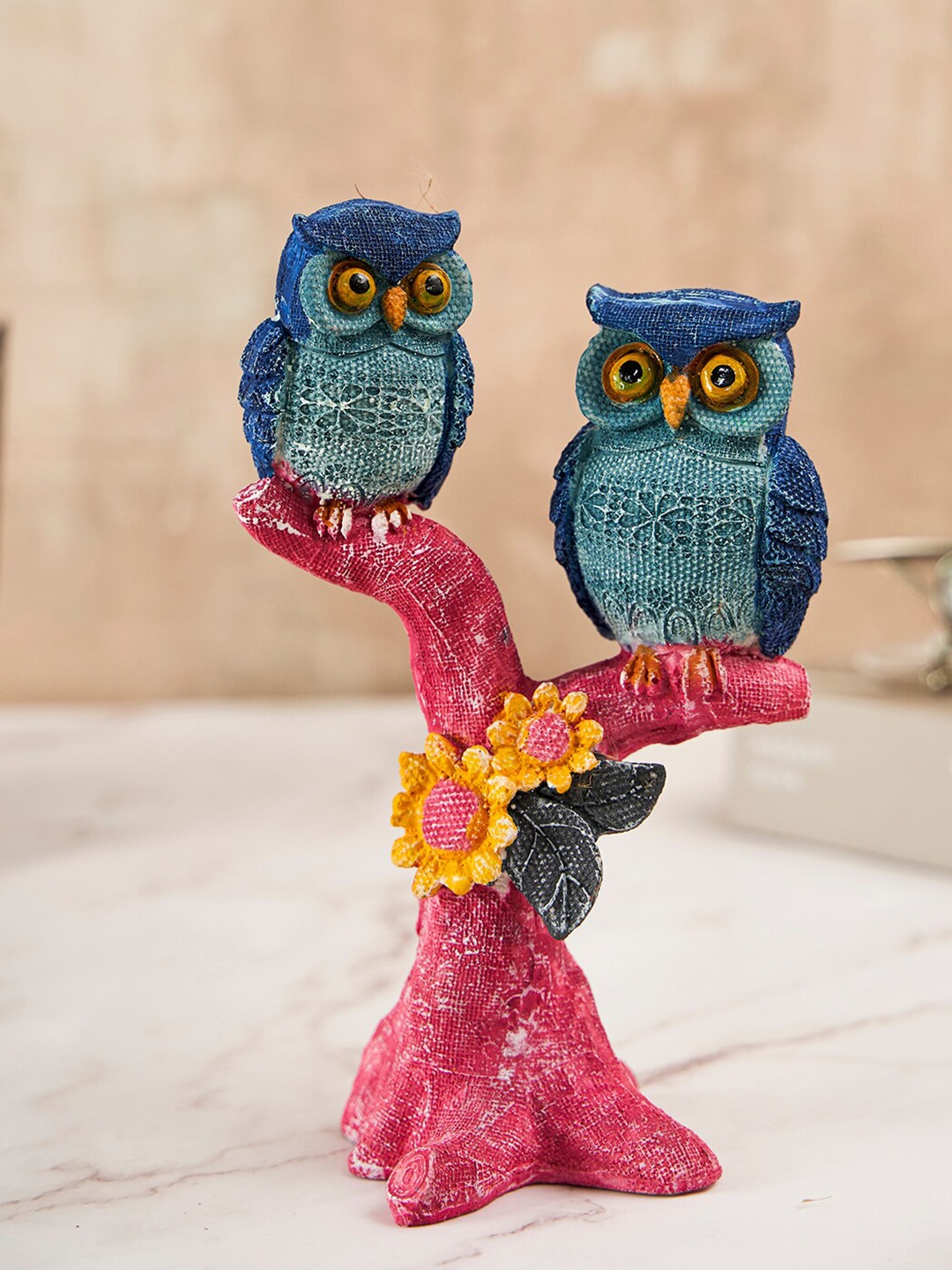 

DecorTwist Blue & Pink Owl Couple Showpieces