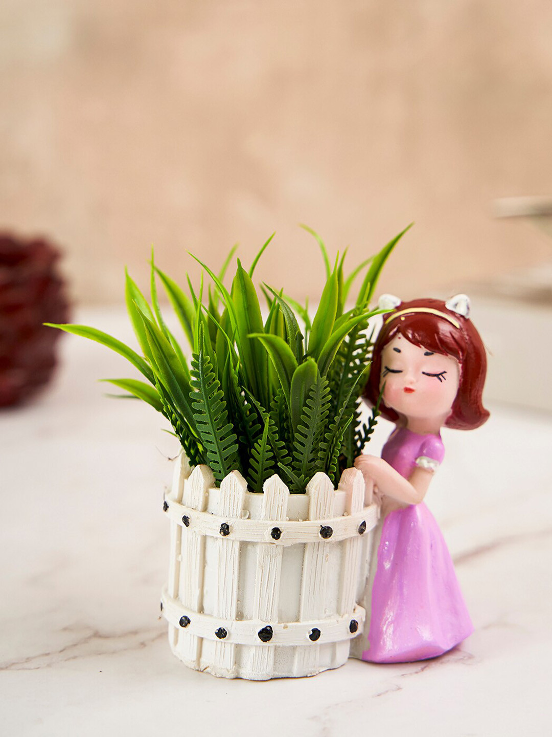 

DecorTwist Girl Basket Resin Succulent Planter, Multi