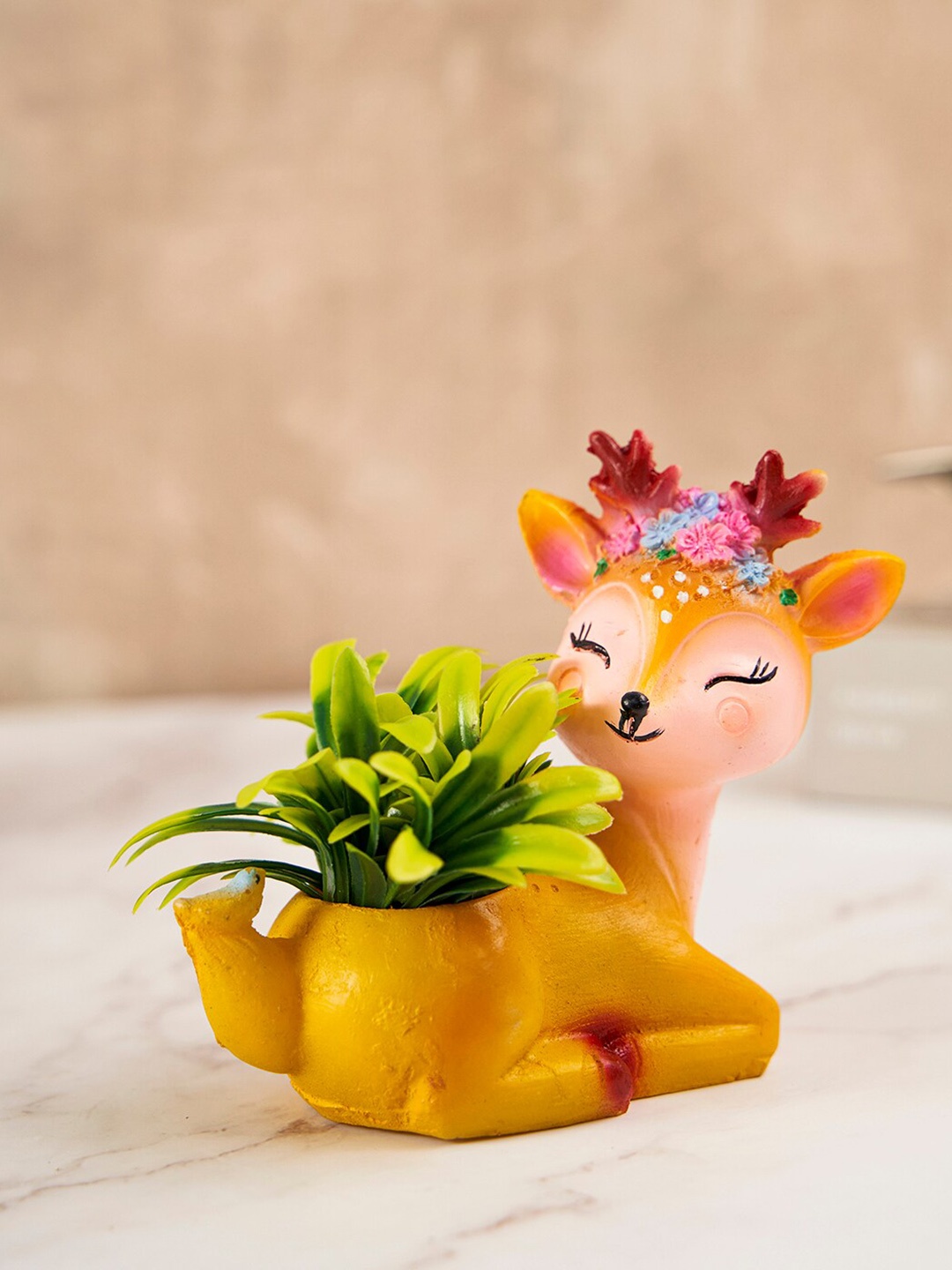 

DecorTwist Mustard Yellow Deer Shaped Succulent Planter