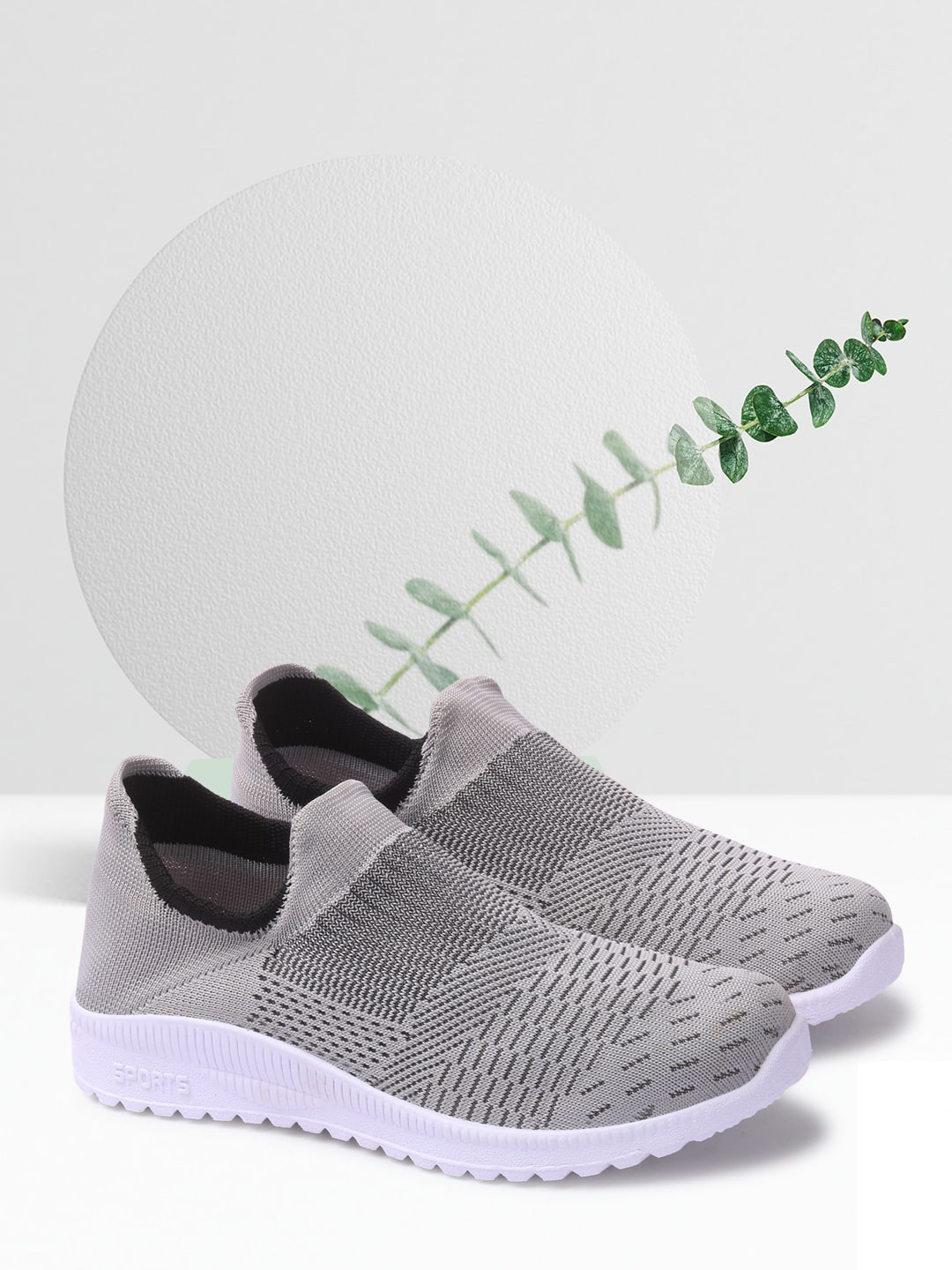 

FEET RUNNER Women Textured Lightweight Slip-On Sneakers, Grey