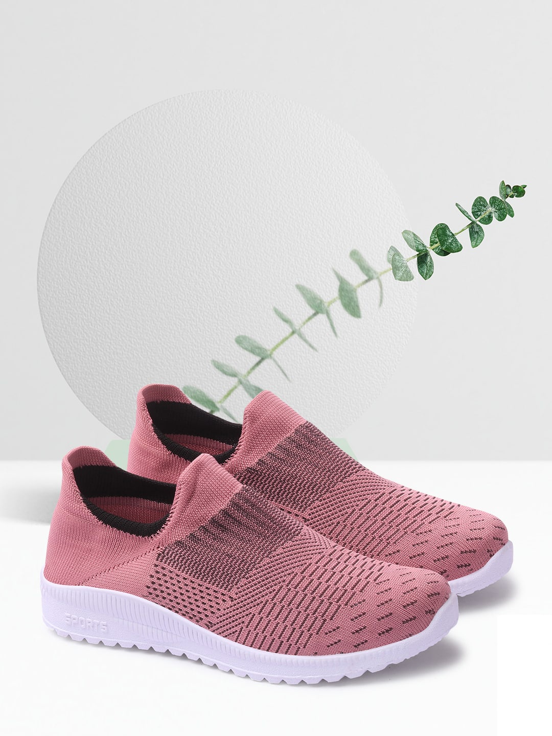 

FEET RUNNER Women Textured Lightweight Slip-On Sneakers, Pink