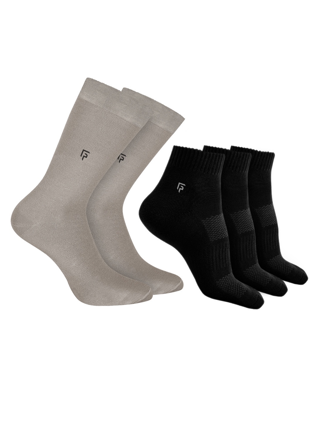 

FOOTPRINT 5 Pairs Unisex Anti Odour Organic Cotton Ankle-Length Terry Sports Bamboo Socks, Beige