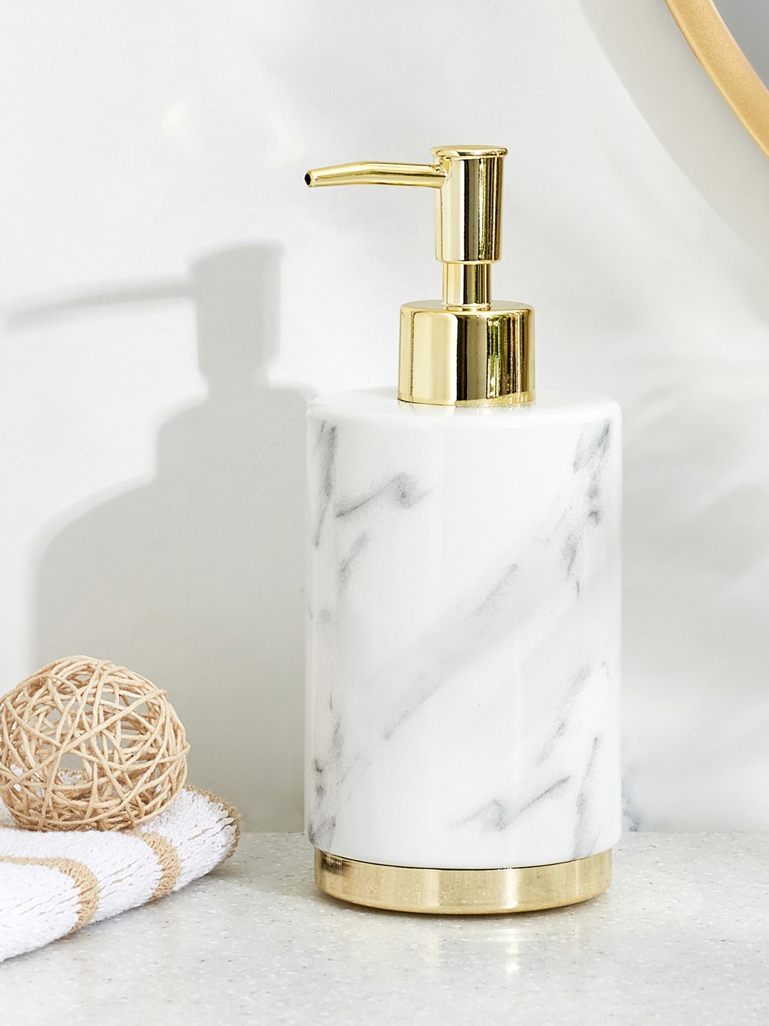 

Home Centre Aubree Dapple White Printed Ceramic Soap Dispenser - 390 ML