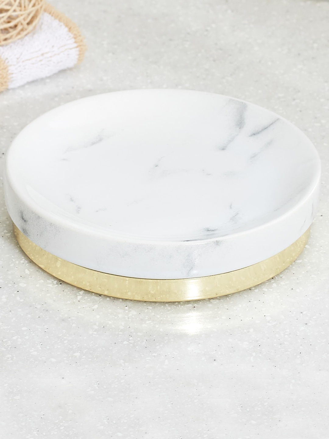 

Home Centre White Printed Ceramic Soap Dish