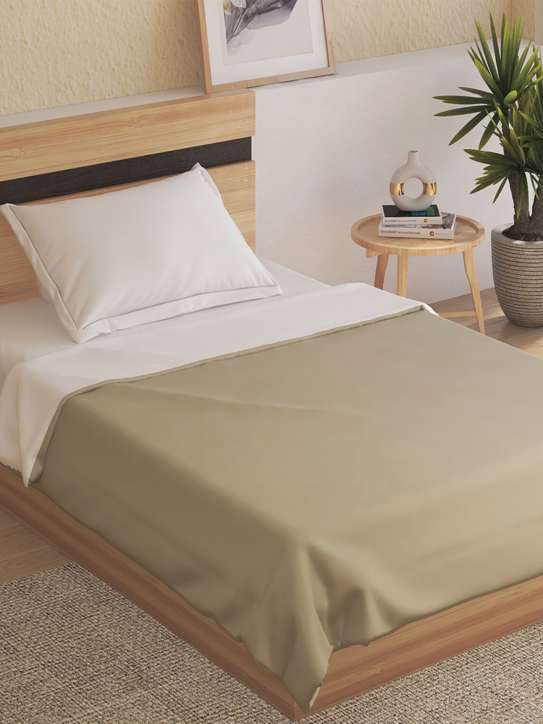 

Home Centre Beige & White Summer 350 GSM Reversible Single Bed Blanket