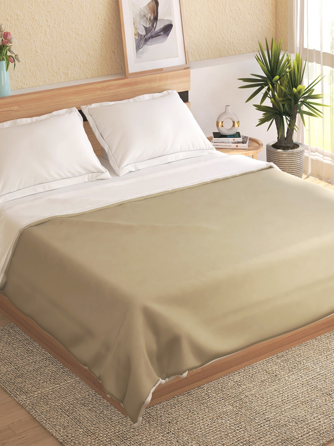 

Home Centre Cozy Classics Sherpa Beige & White Summer 350 GSM Double Bed Blanket