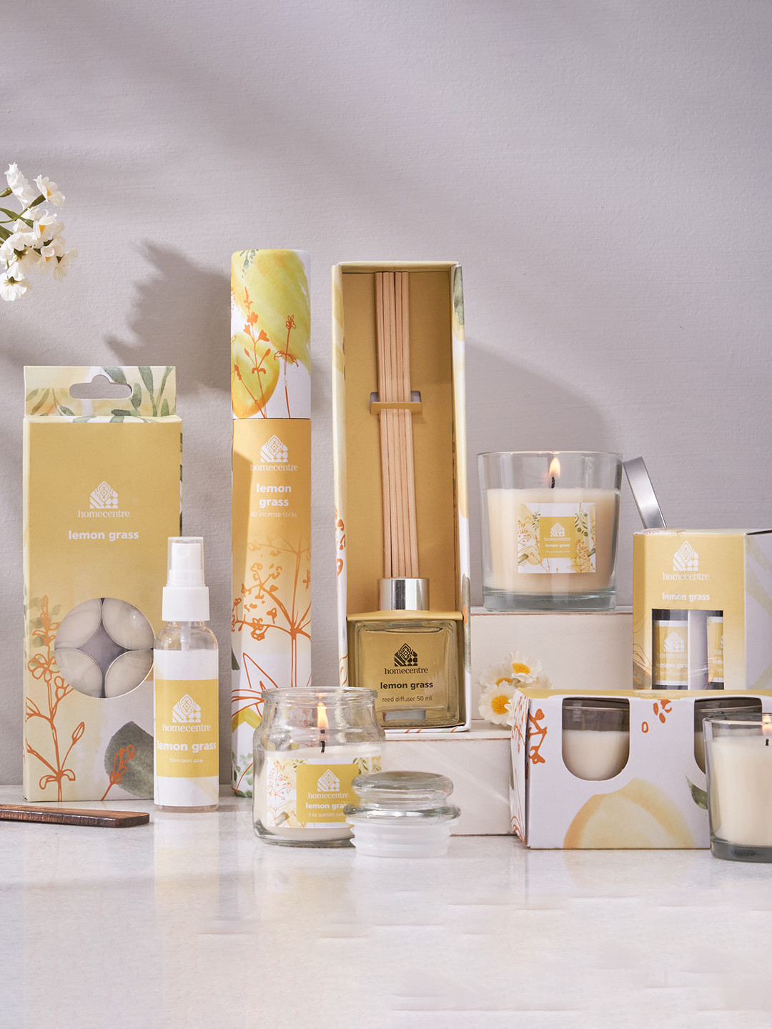 

Home Centre Yellow 10-Pcs Lemongrass Scented T-Light Candles