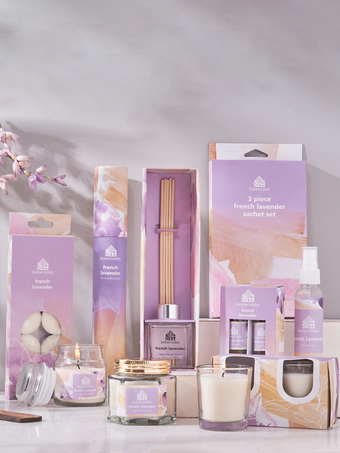 

Home Centre Garnet Purple 10 Pieces White French Lavender Scented T-Light Candles