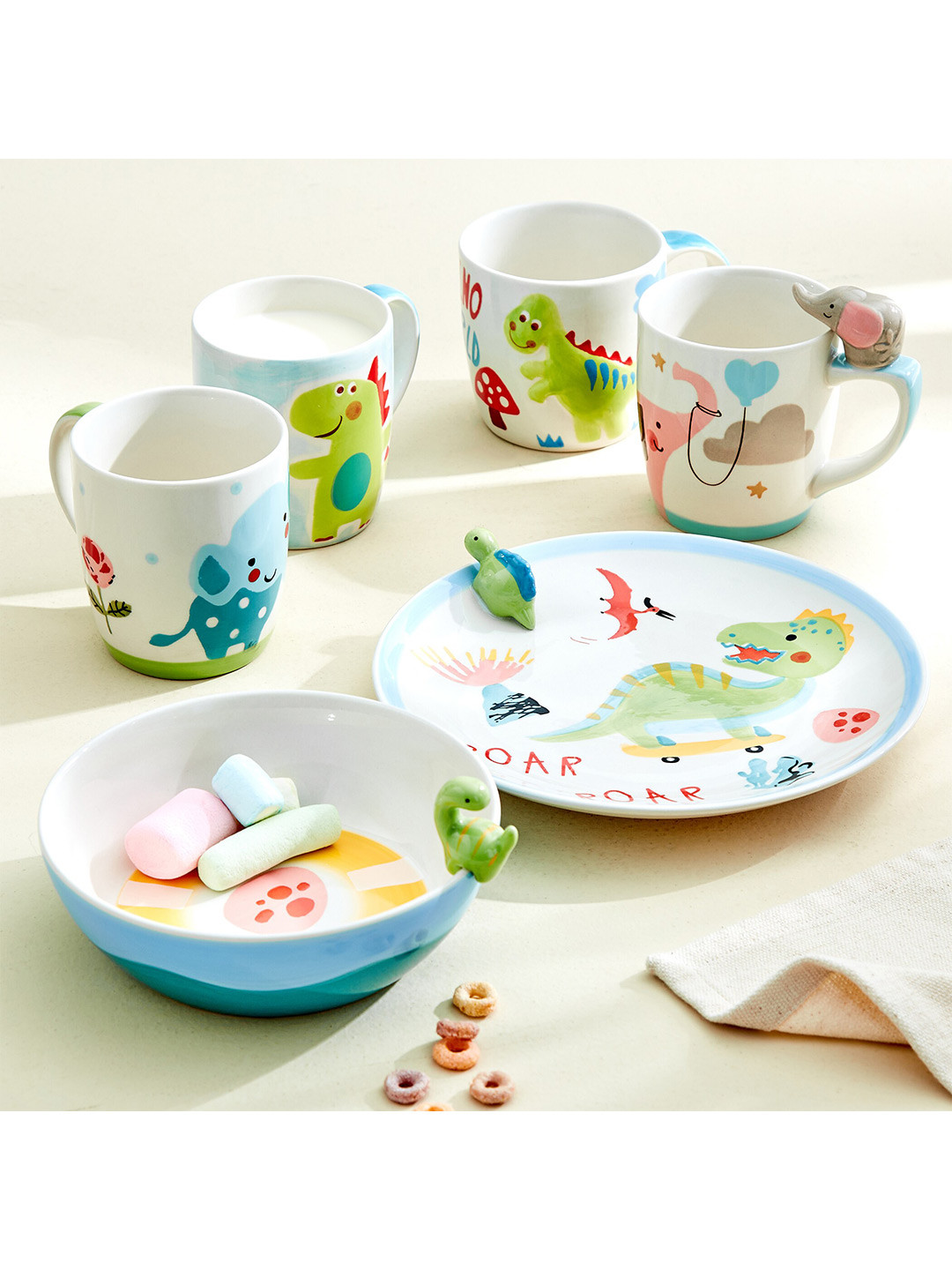 

Home Centre Bliss Kids Off White & Peach-Coloured Printed Stoneware Glossy Mug - 320 ML