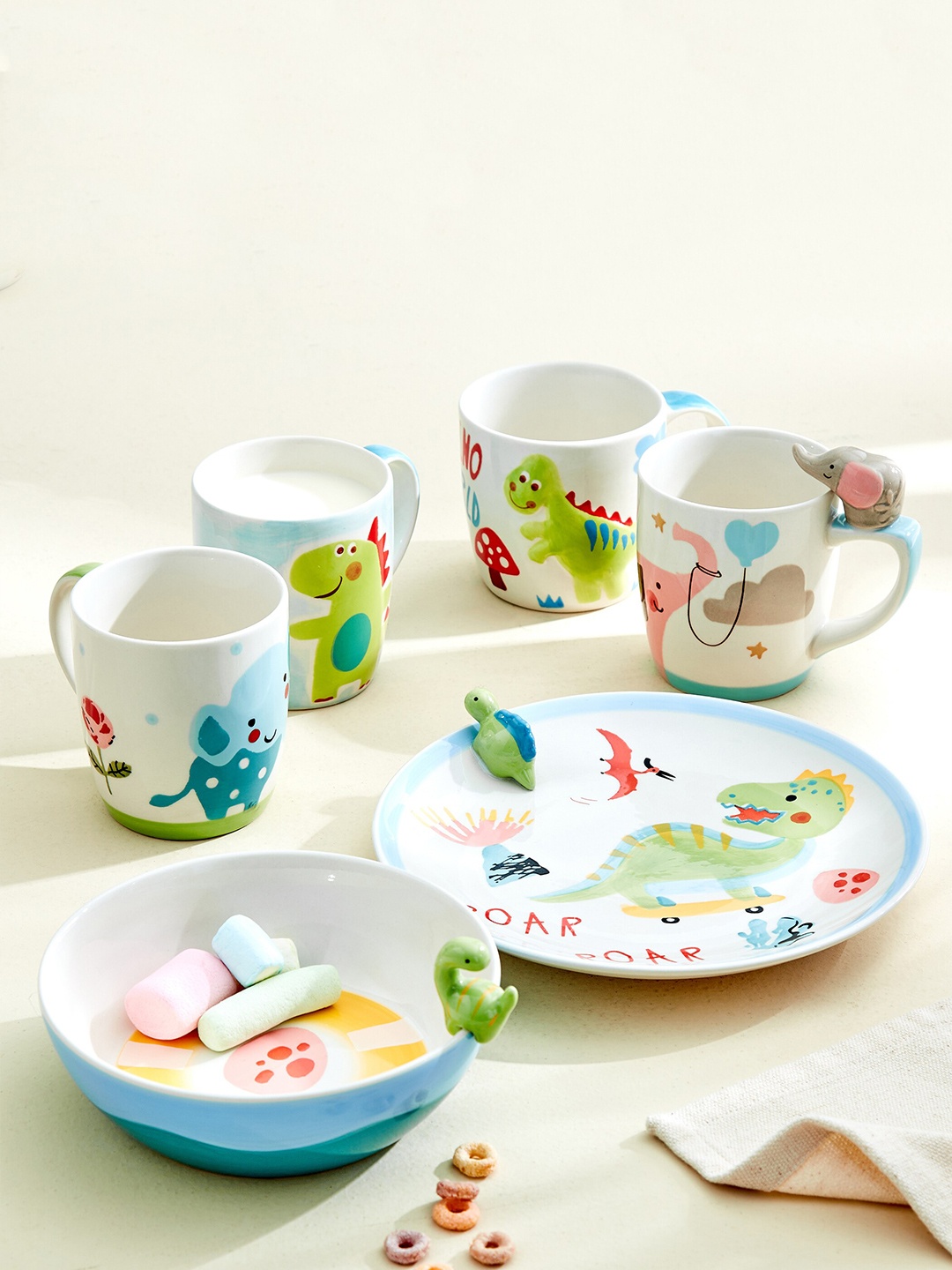

Home Centre Bliss Kids White & Green Printed Stoneware Glossy Milk Mug - 300ml