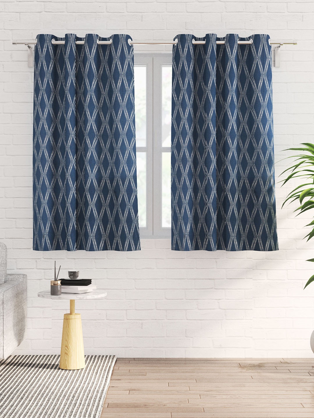

Home Centre Blue & White 2 Pieces Abstract Window Curtains