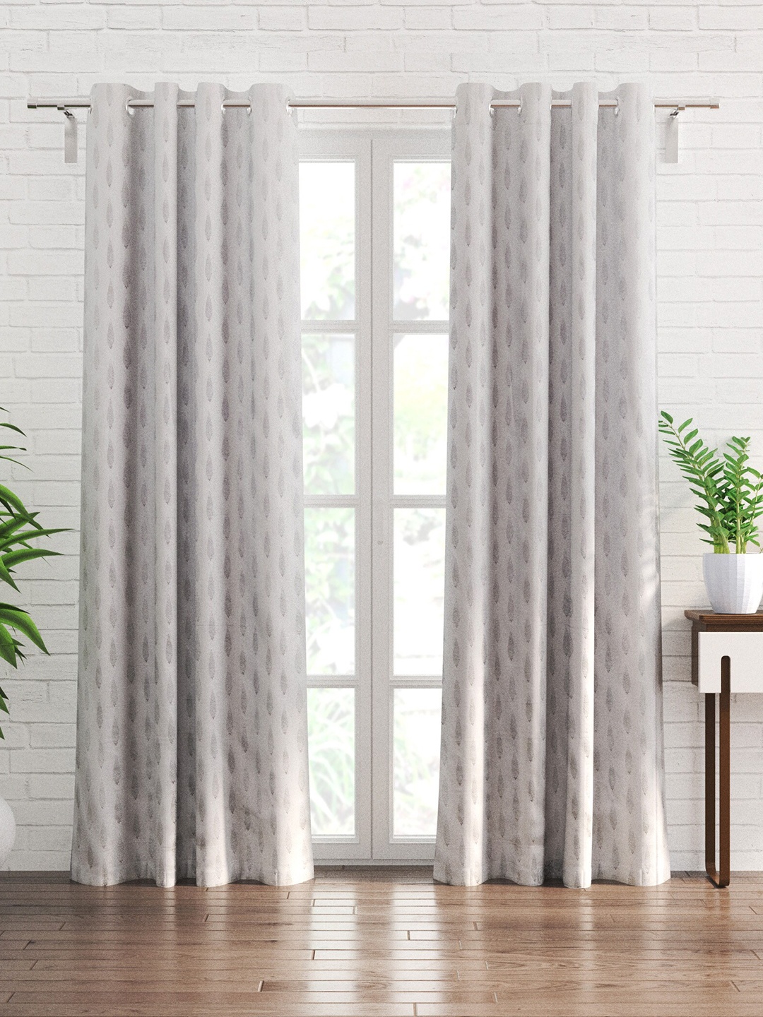 

Home Centre Chanderi Grey 2 Pieces Ethnic Motifs Door Curtain