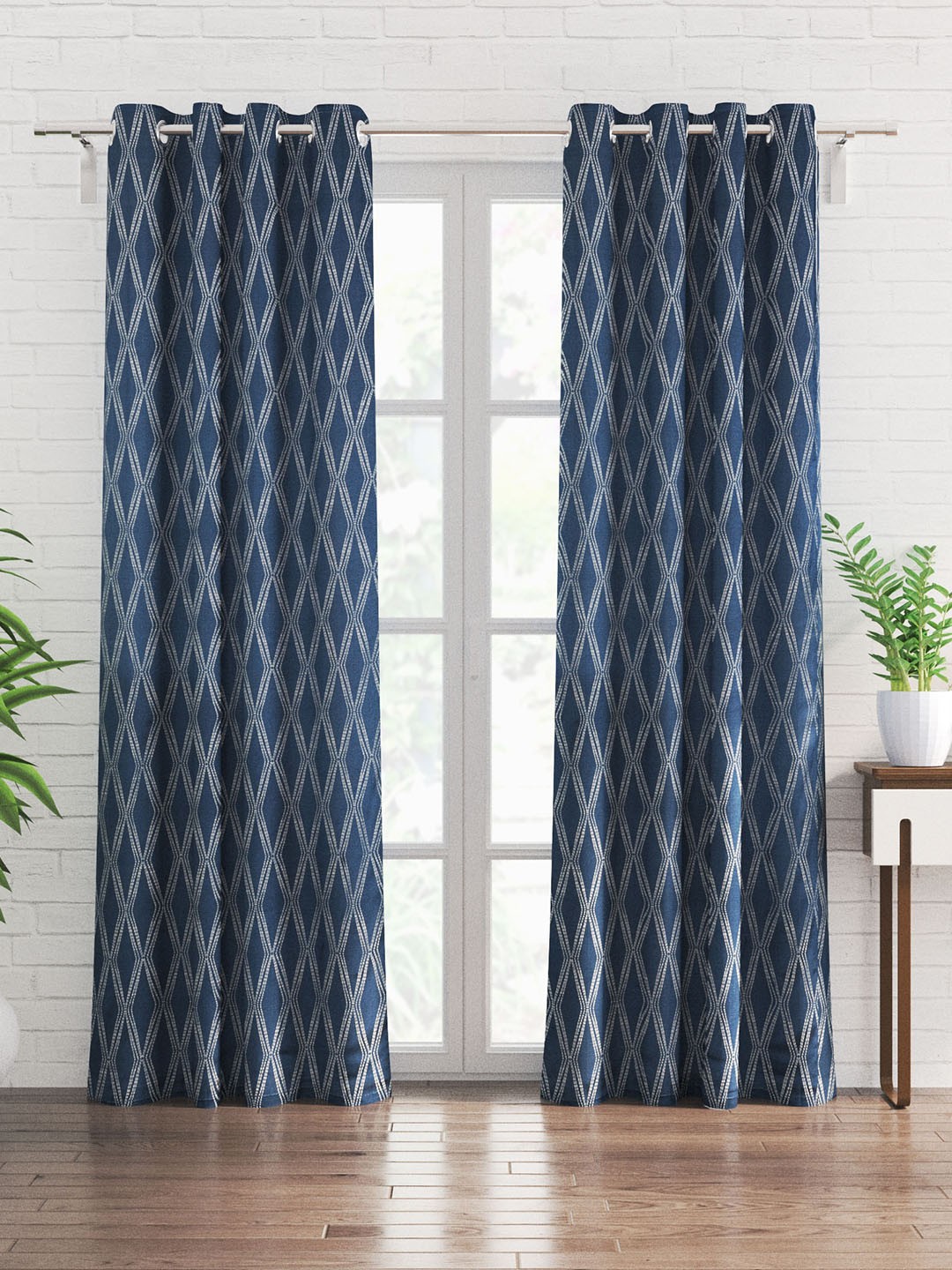 

Home Centre Jade 2 Pcs Blue & White Geometric Door Curtain